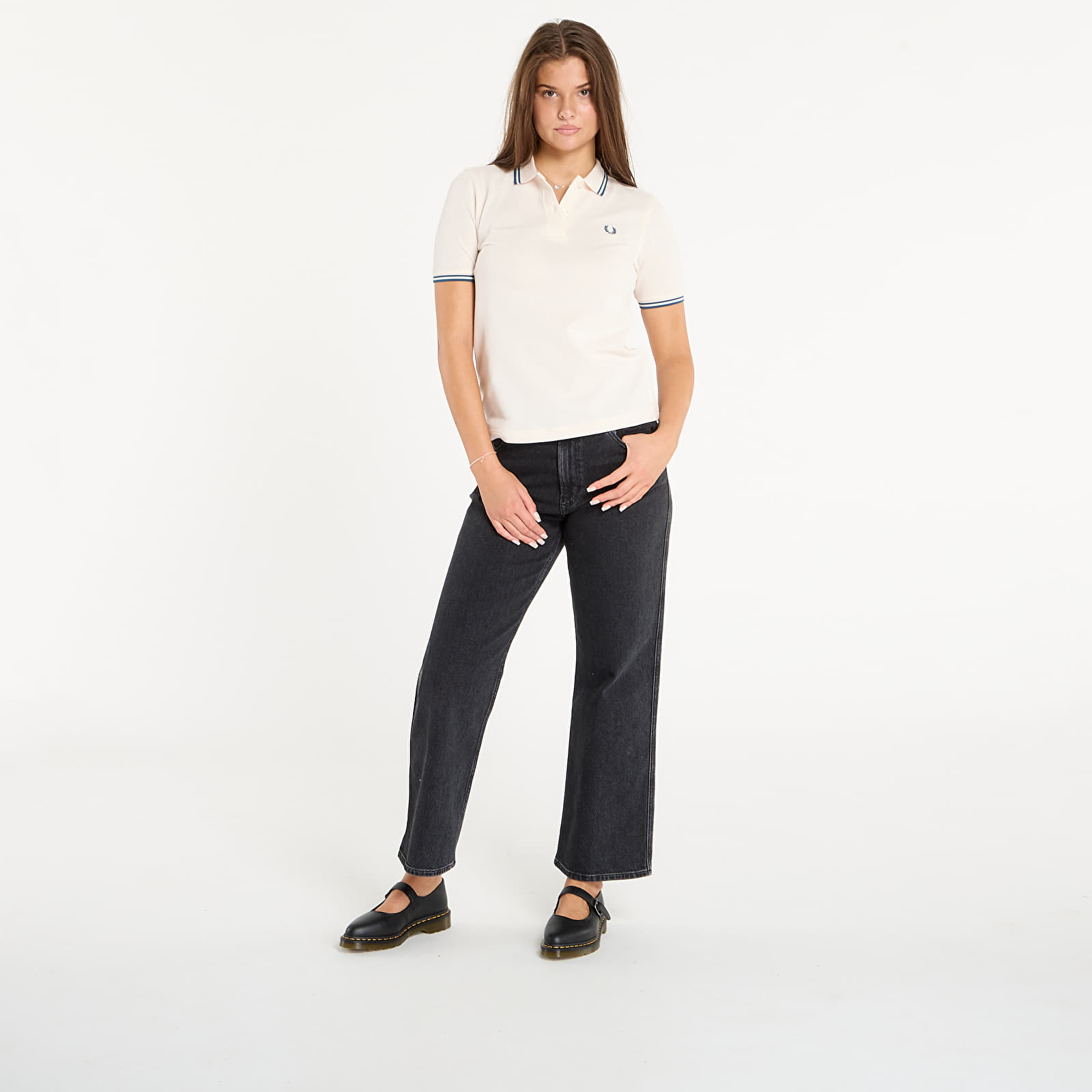 T-shirts de senhora FRED PERRY Twin Tipped Fred Perry Shirt Silky Peach/ Dark Petrol