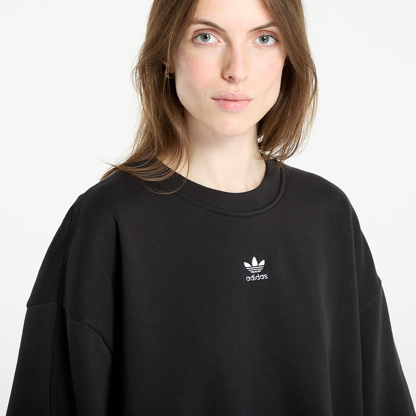 Sweatshirts für Frauen adidas Essentials Fleece Long Oversized Crew Sweatshirt Black