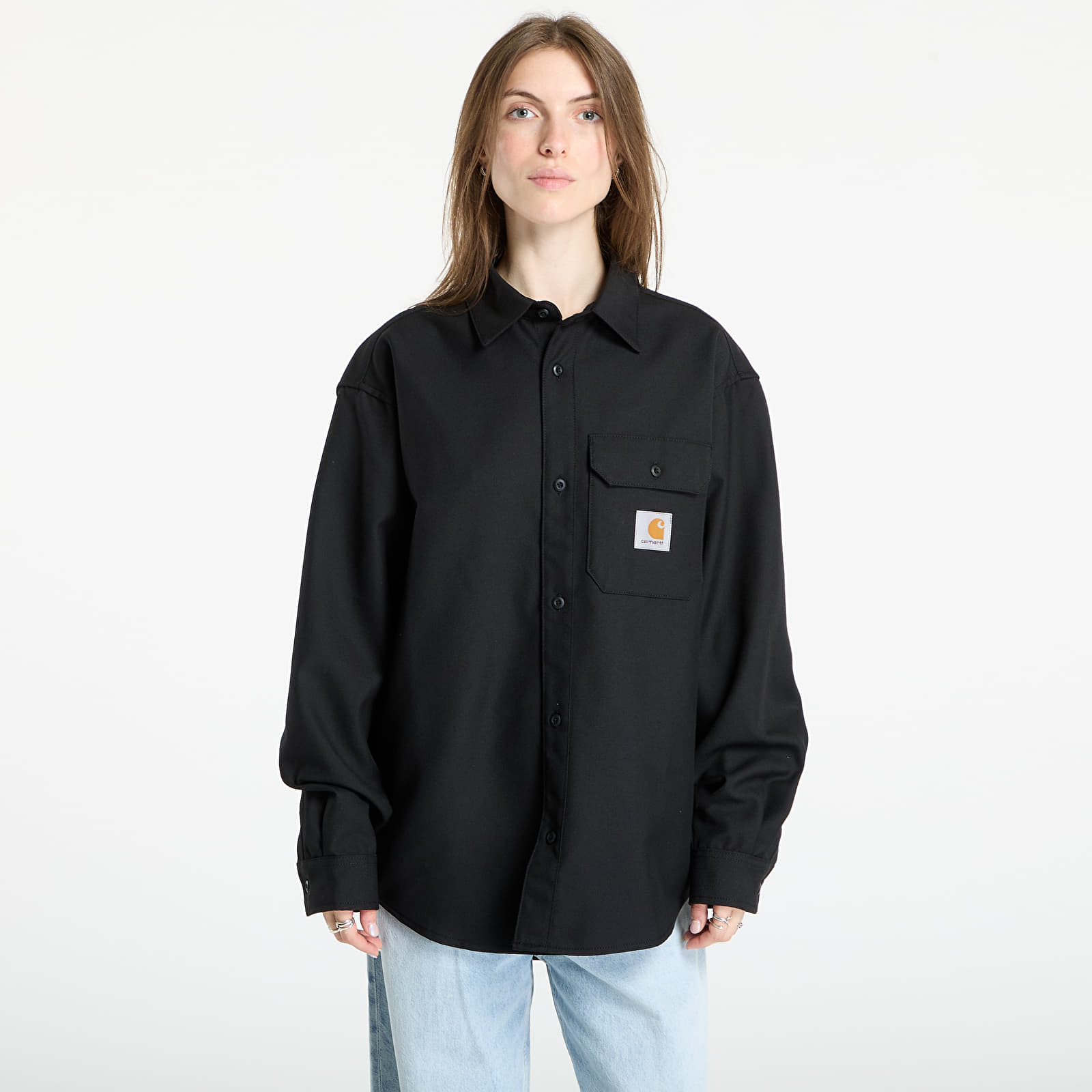 Men's shirts Carhartt WIP L/S Ray Shirt UNISEX Black Rigid