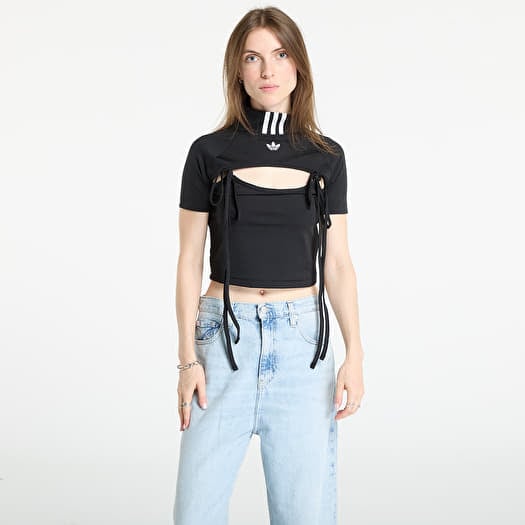 Top adidas Ribbon Cut Out Crop Top Black