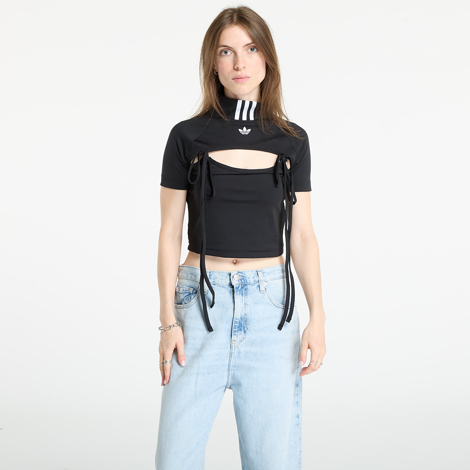 Tops für Frauen adidas Ribbon Cut Out Crop Top Black