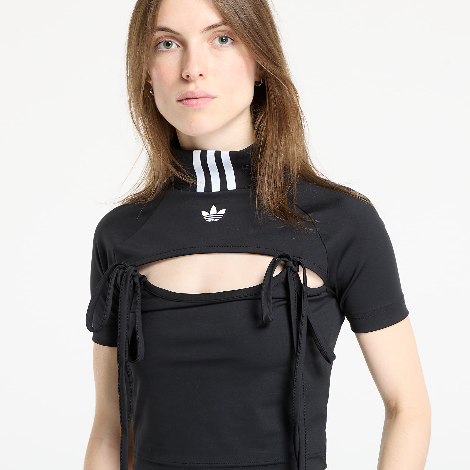 Tops für Frauen adidas Ribbon Cut Out Crop Top Black