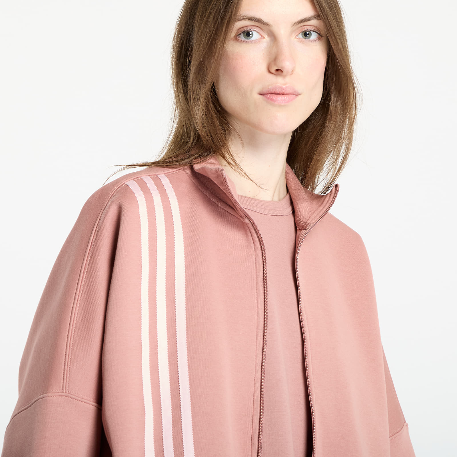 Sweatshirts für Frauen adidas Off Placed 3-Stripes Zip Up Warm Clay