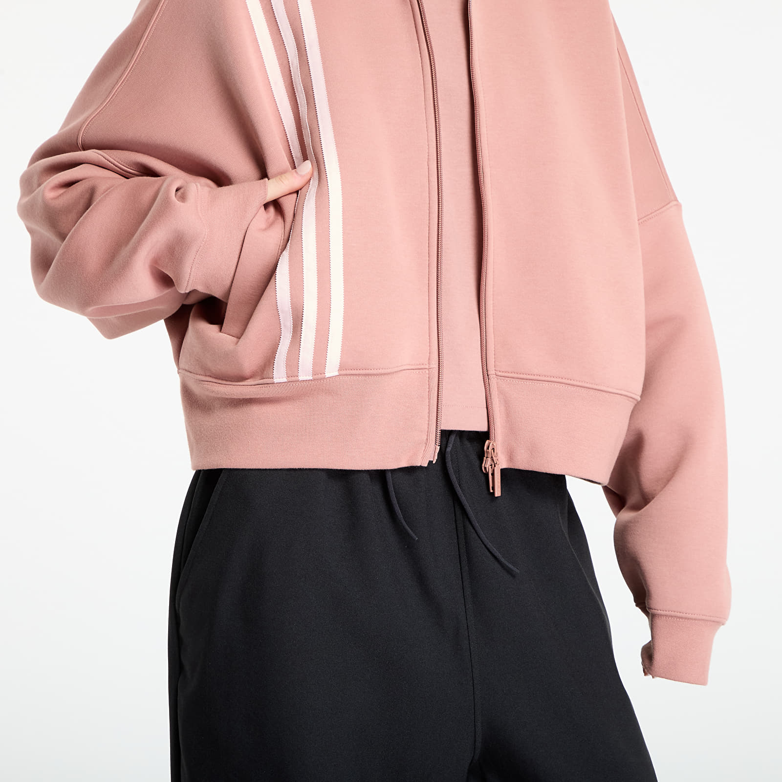 Sweatshirts für Frauen adidas Off Placed 3-Stripes Zip Up Warm Clay