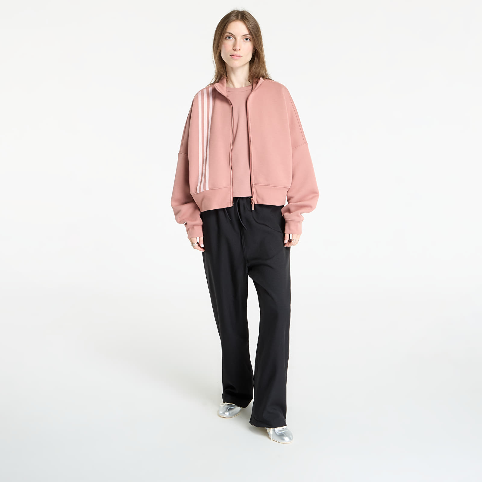 Sweatshirts für Frauen adidas Off Placed 3-Stripes Zip Up Warm Clay