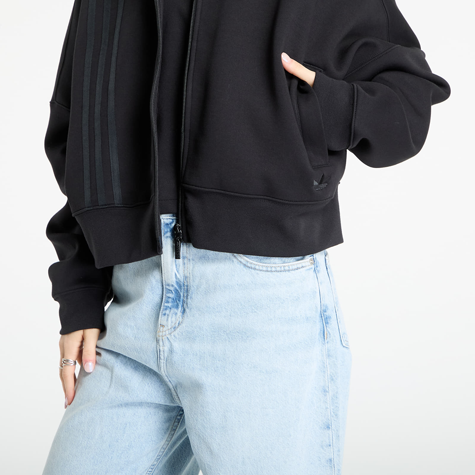 Γυναικεία φούτερ  adidas Off Placed 3-Stripes Zip Up Black