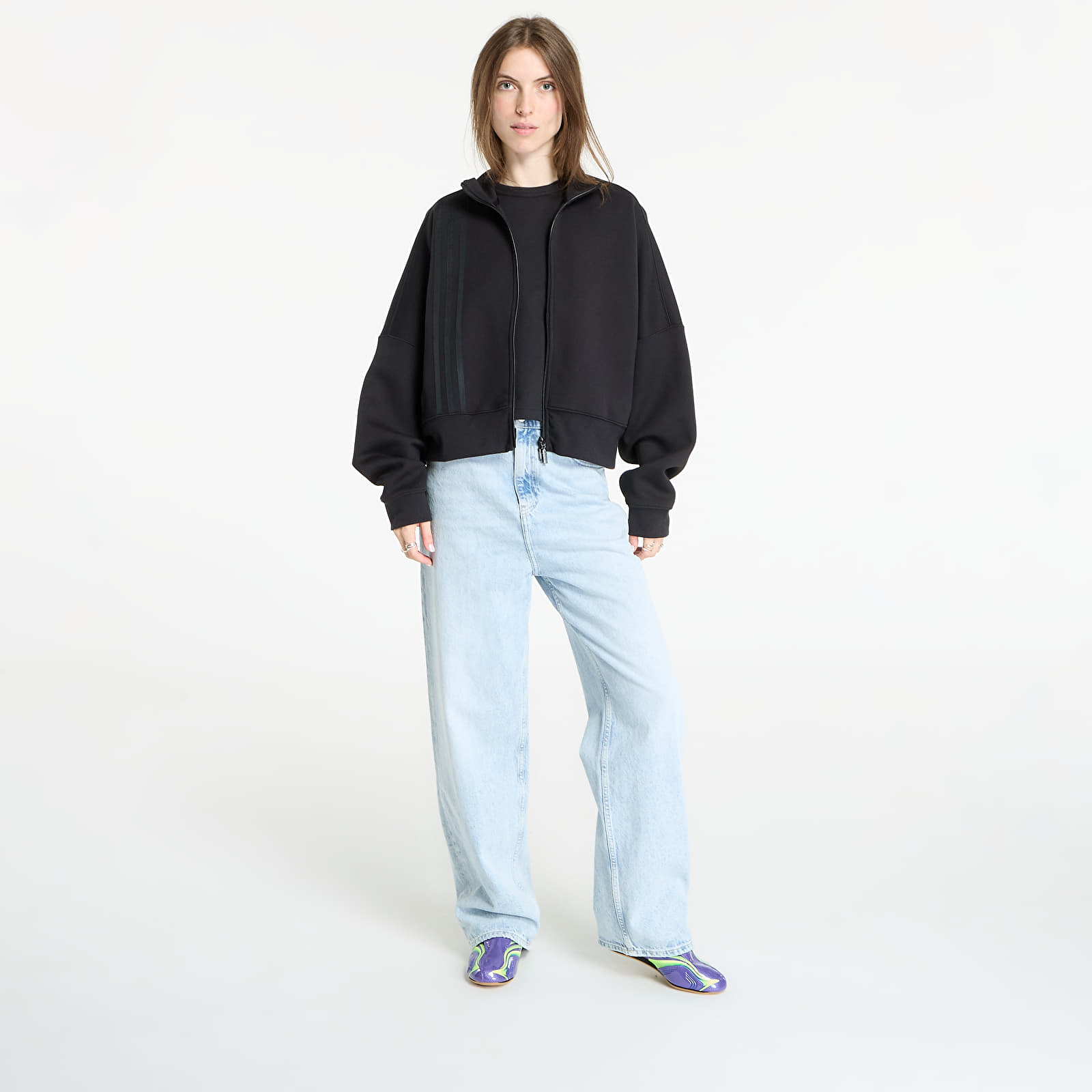 Γυναικεία φούτερ  adidas Off Placed 3-Stripes Zip Up Black
