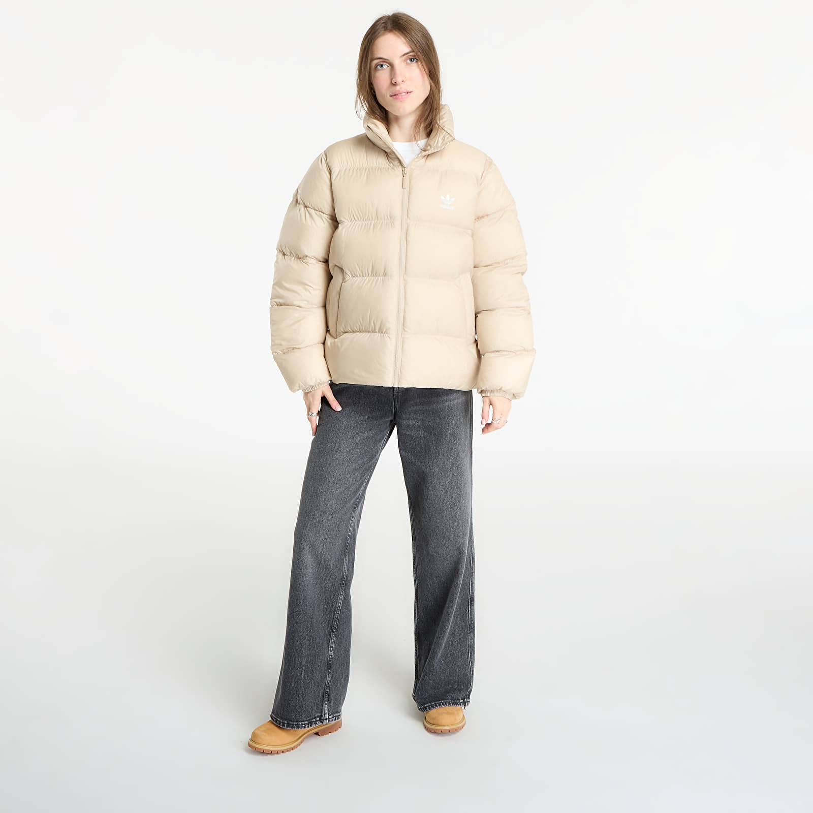 Γυναικεία down τζάκετ adidas Adicolor Short Puffer Jacket Stone Khaki