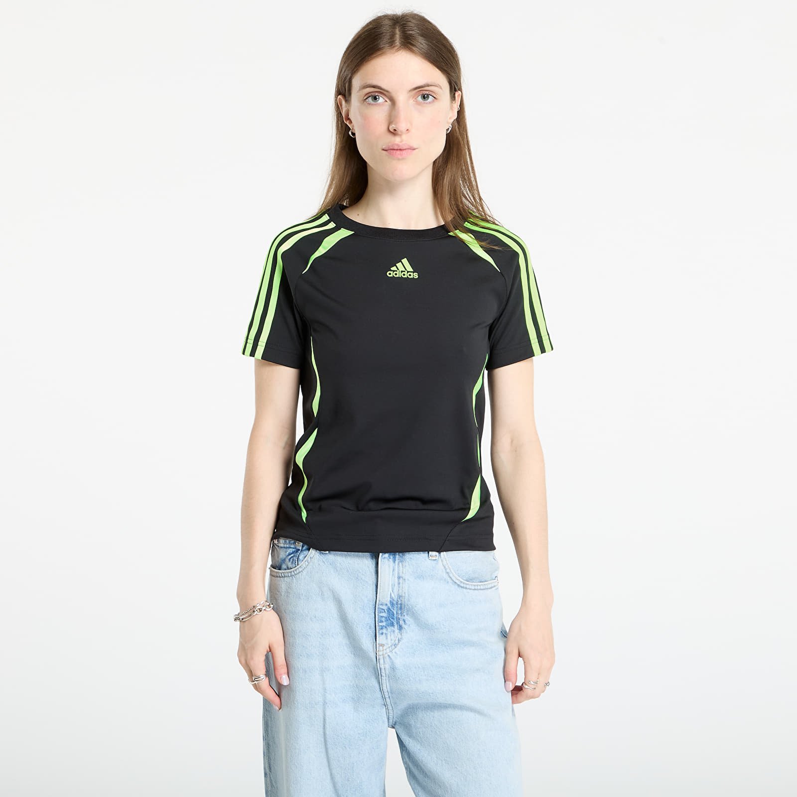 Γυναικεία μπλουζάκια adidas Teamgeist Adicolor Slim Jersey Black/ Signal Green