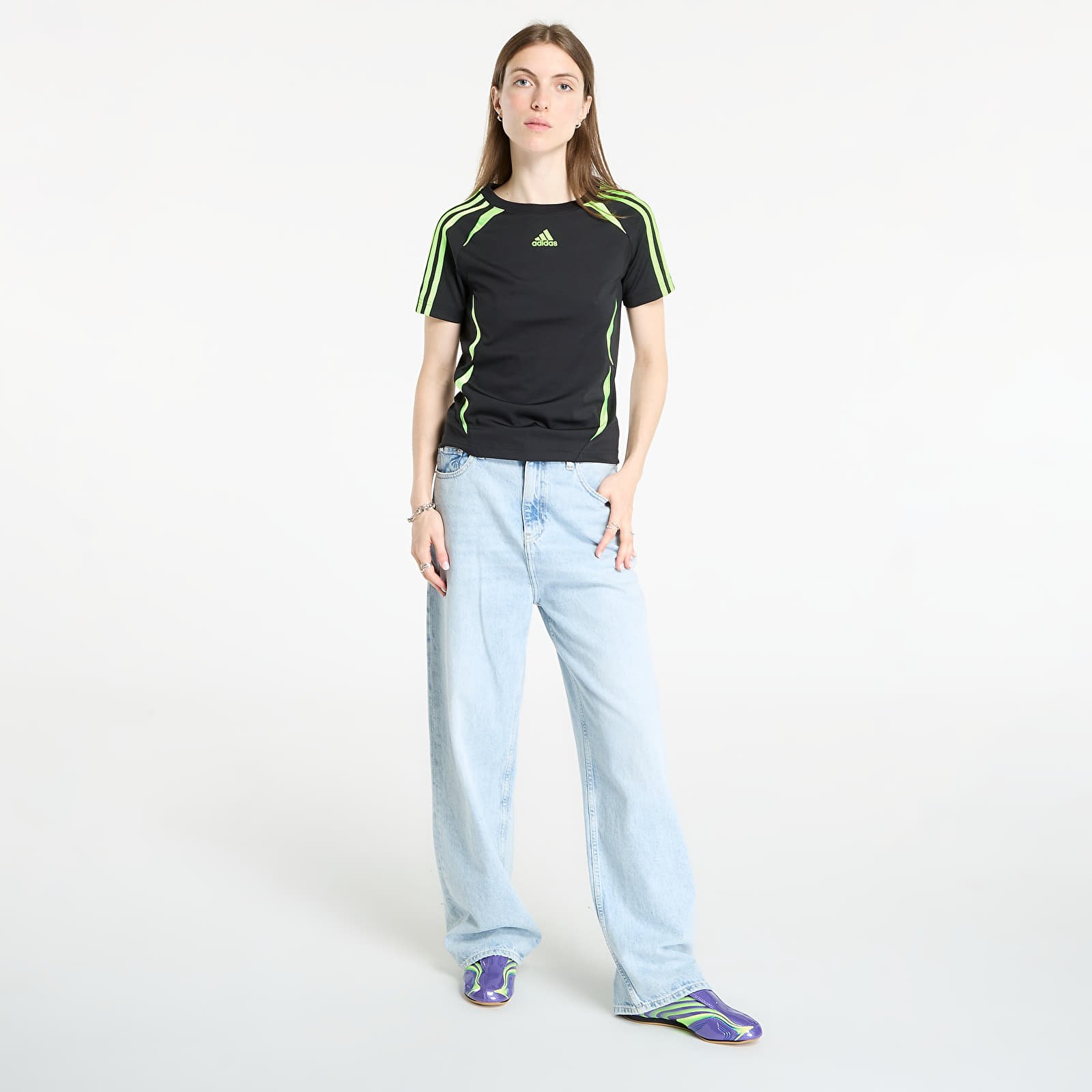 Γυναικεία μπλουζάκια adidas Teamgeist Adicolor Slim Jersey Black/ Signal Green