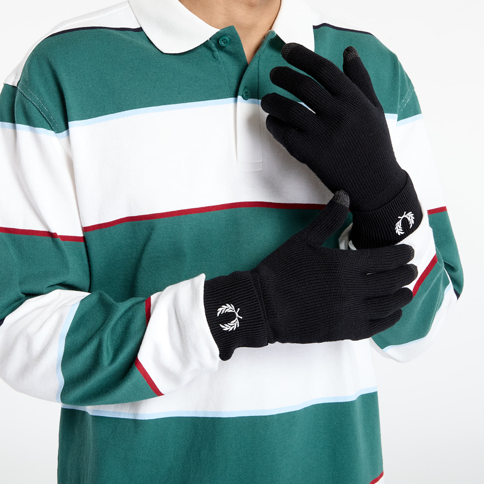 Herrenhandschuhe FRED PERRY Classic Merino Wool Gloves Black/ Snow White