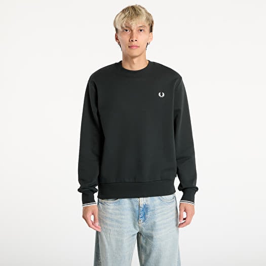 FRED PERRY Crew Neck Sweatshirt Night Green/ Snow White