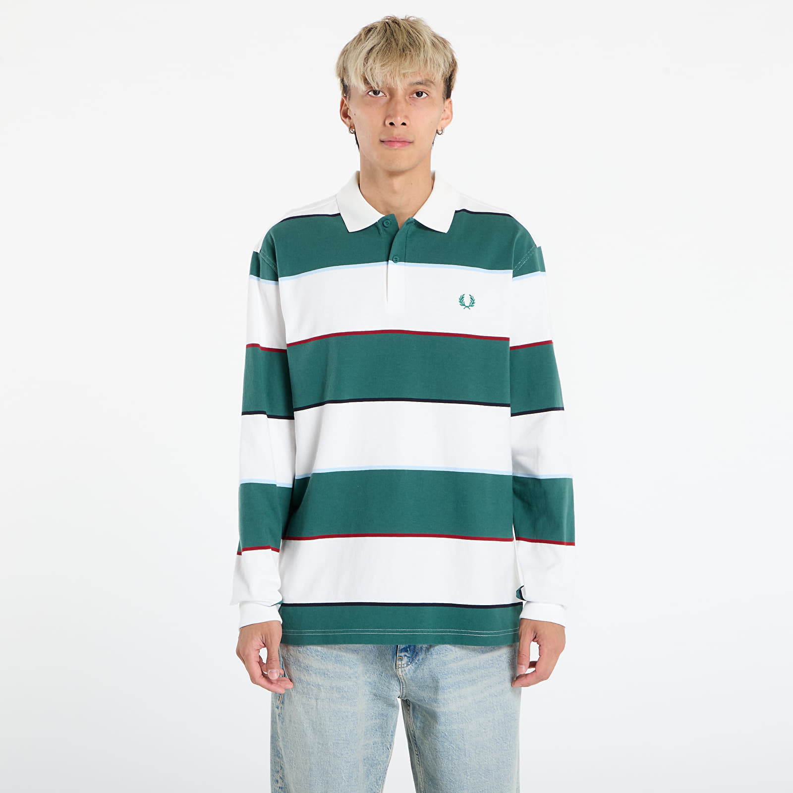 Heren T-shirts FRED PERRY Hw Jersey Striped Polo Shirt Snow White