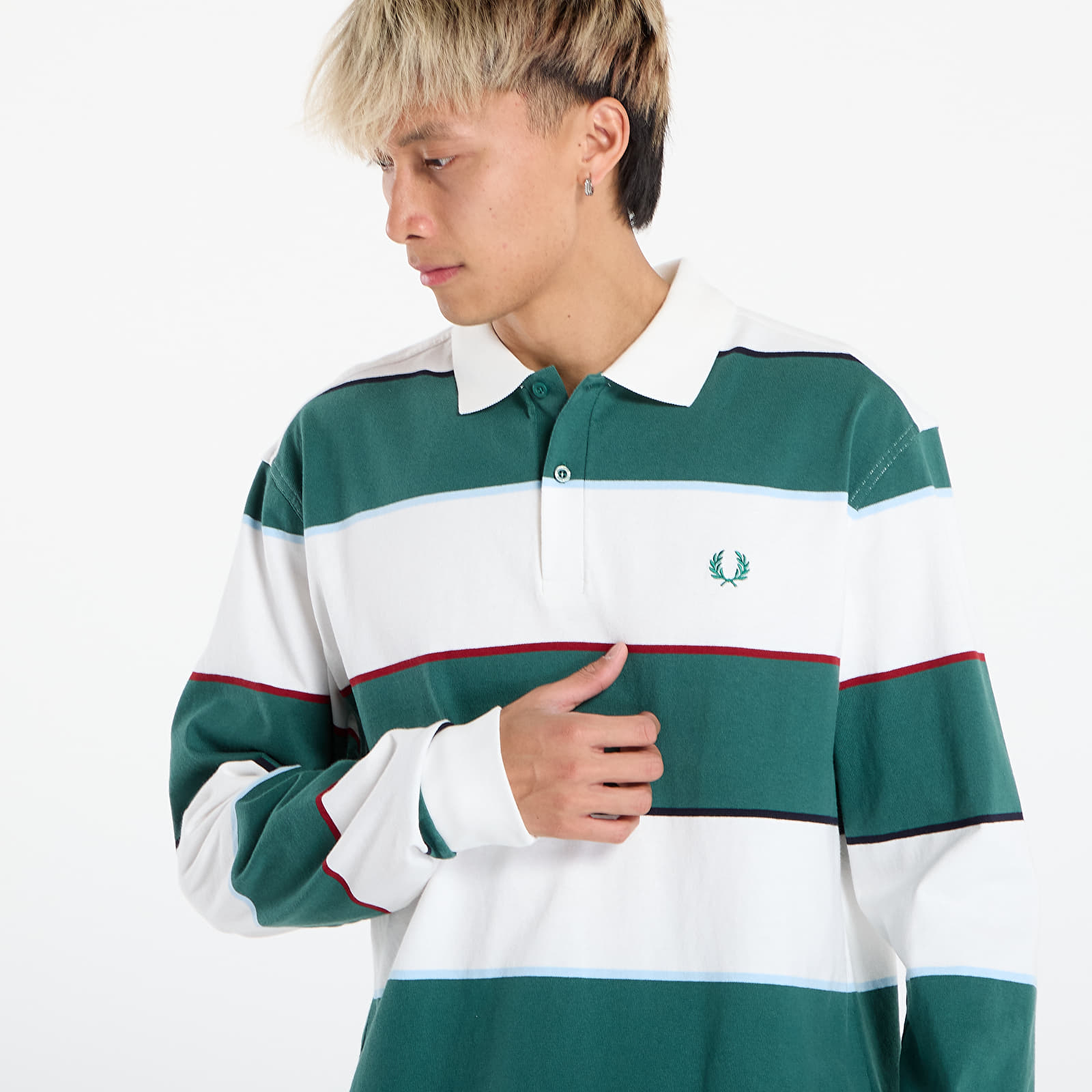 Heren T-shirts FRED PERRY Hw Jersey Striped Polo Shirt Snow White