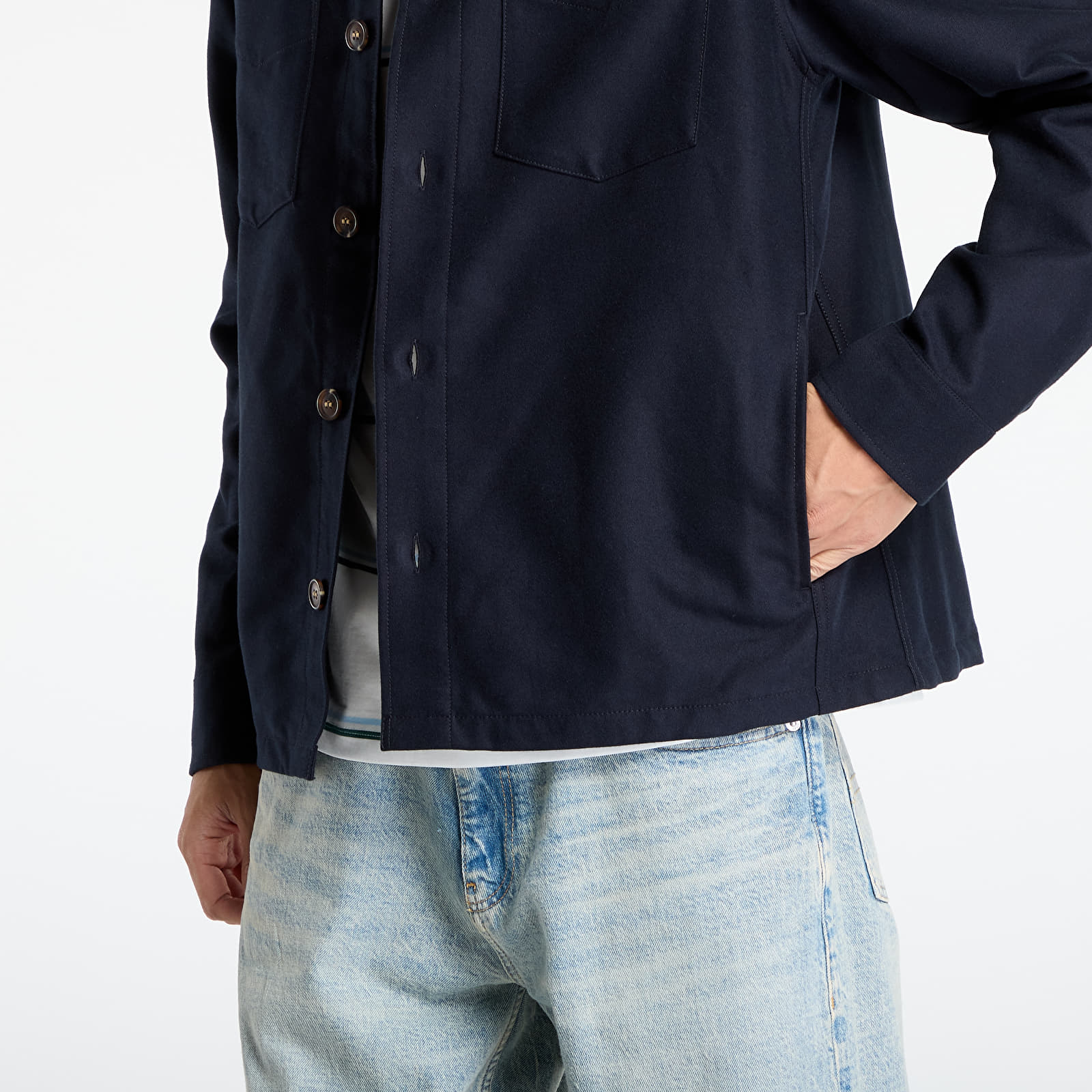 Overhemden voor heren FRED PERRY Brushed Twill Overshirt Navy