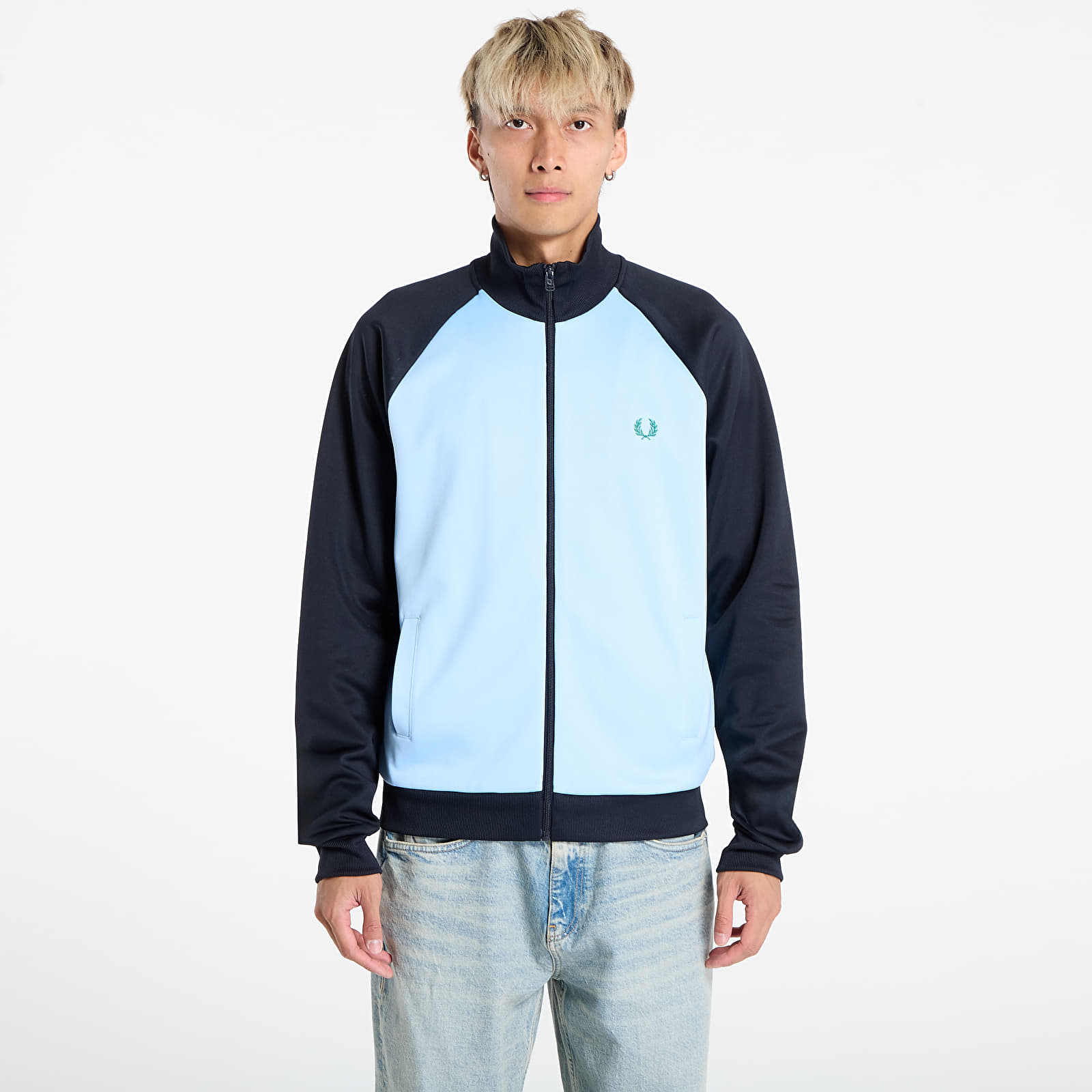 Hoodies voor heren FRED PERRY Contrast Sleeve Track Jacket Track Blue/ Navy