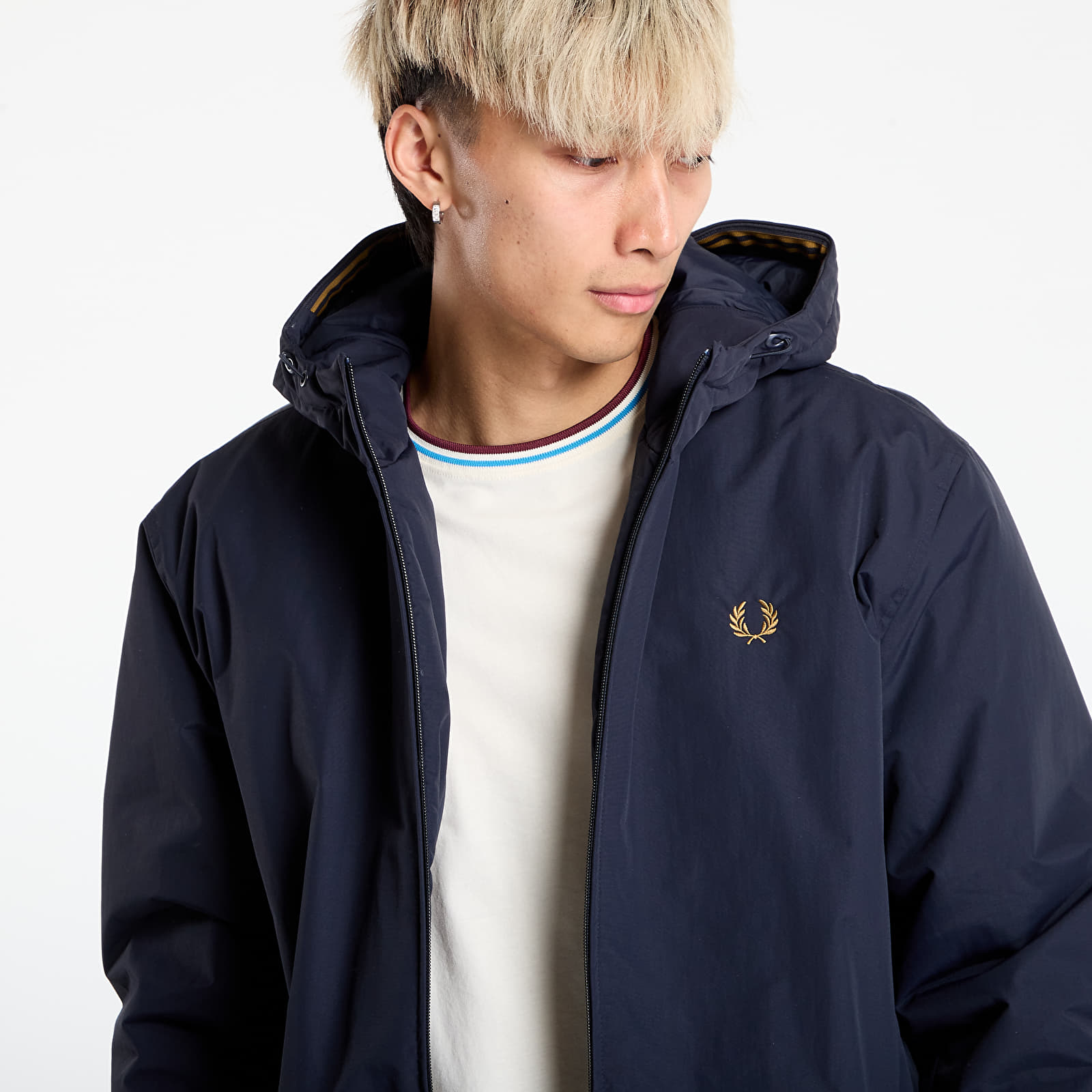 Ανδρικά down τζάκετ FRED PERRY Hooded Brentham Jacket Navy