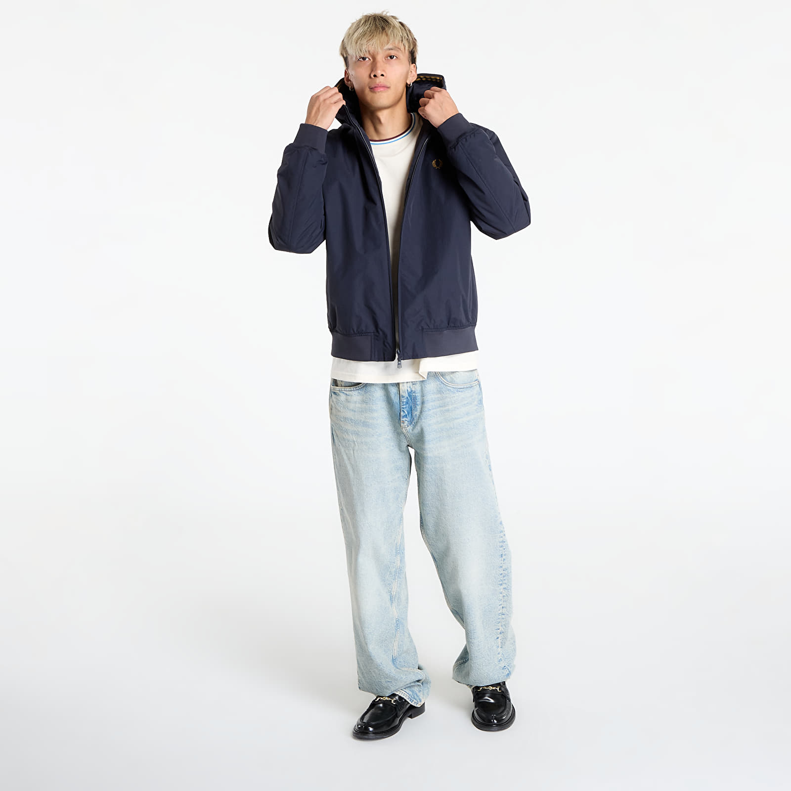 Ανδρικά down τζάκετ FRED PERRY Hooded Brentham Jacket Navy