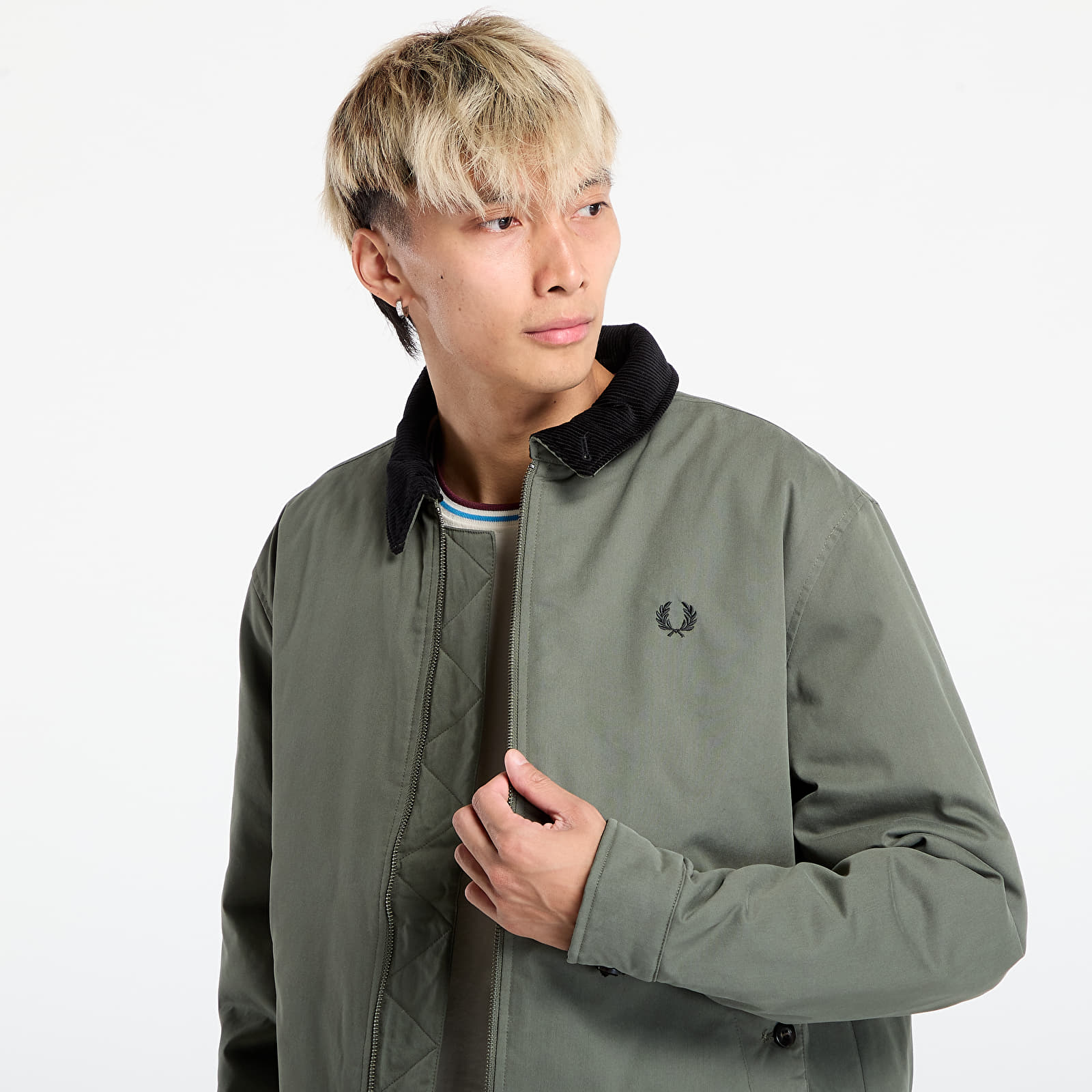 Herenjassen FRED PERRY Cotton Caban Jacket Laurel W Grn