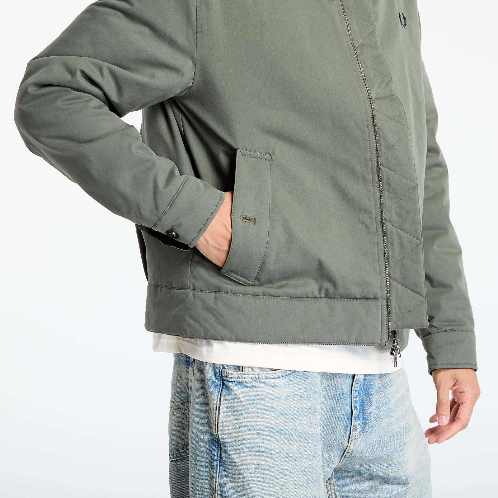 Herenjassen FRED PERRY Cotton Caban Jacket Laurel W Grn