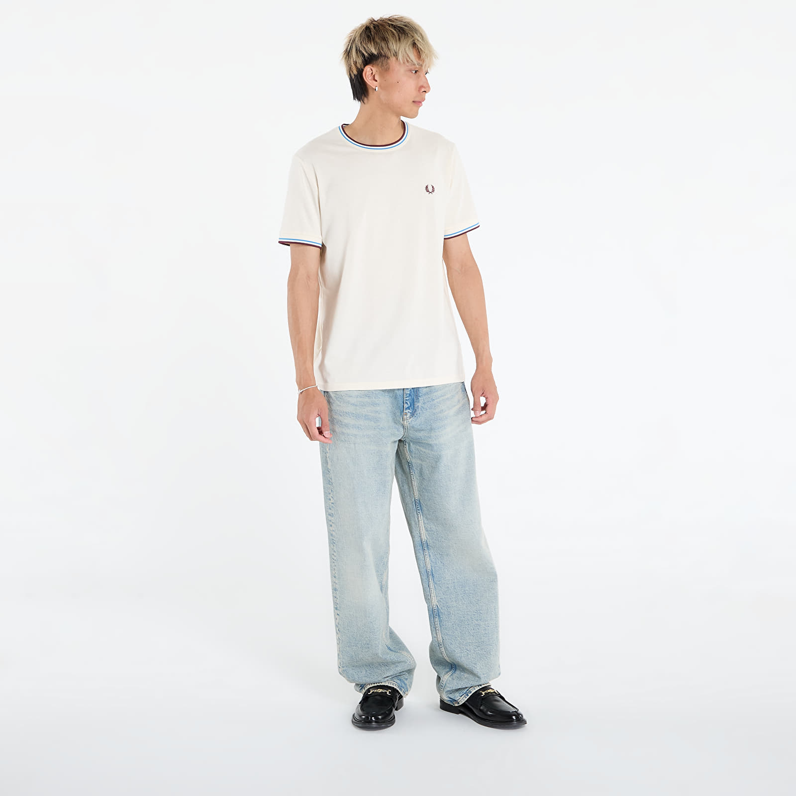 Heren T-shirts FRED PERRY Twin Tipped T-Shirt Ecr/ Crtblu/ Oxblo