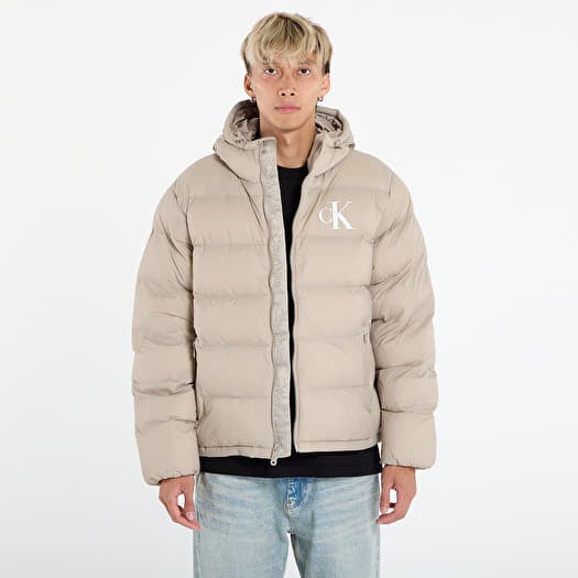 Calvin Klein Jeans Ls Nylon Monogram Pu Jacket Brown