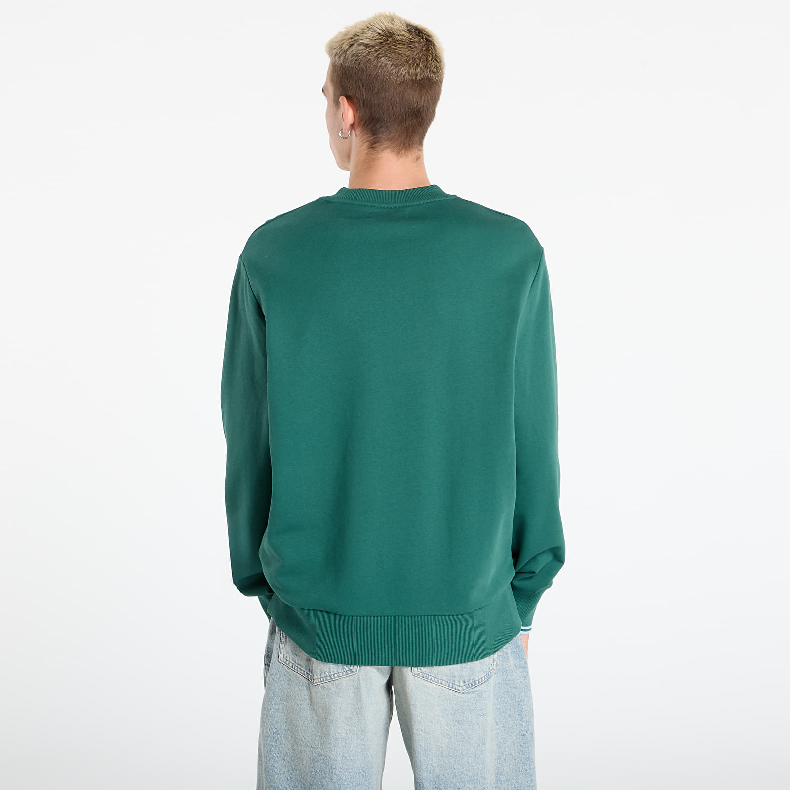Sweats à capuche homme FRED PERRY Crew Neck Sweatshirt Sprtgrn/ Trackblu