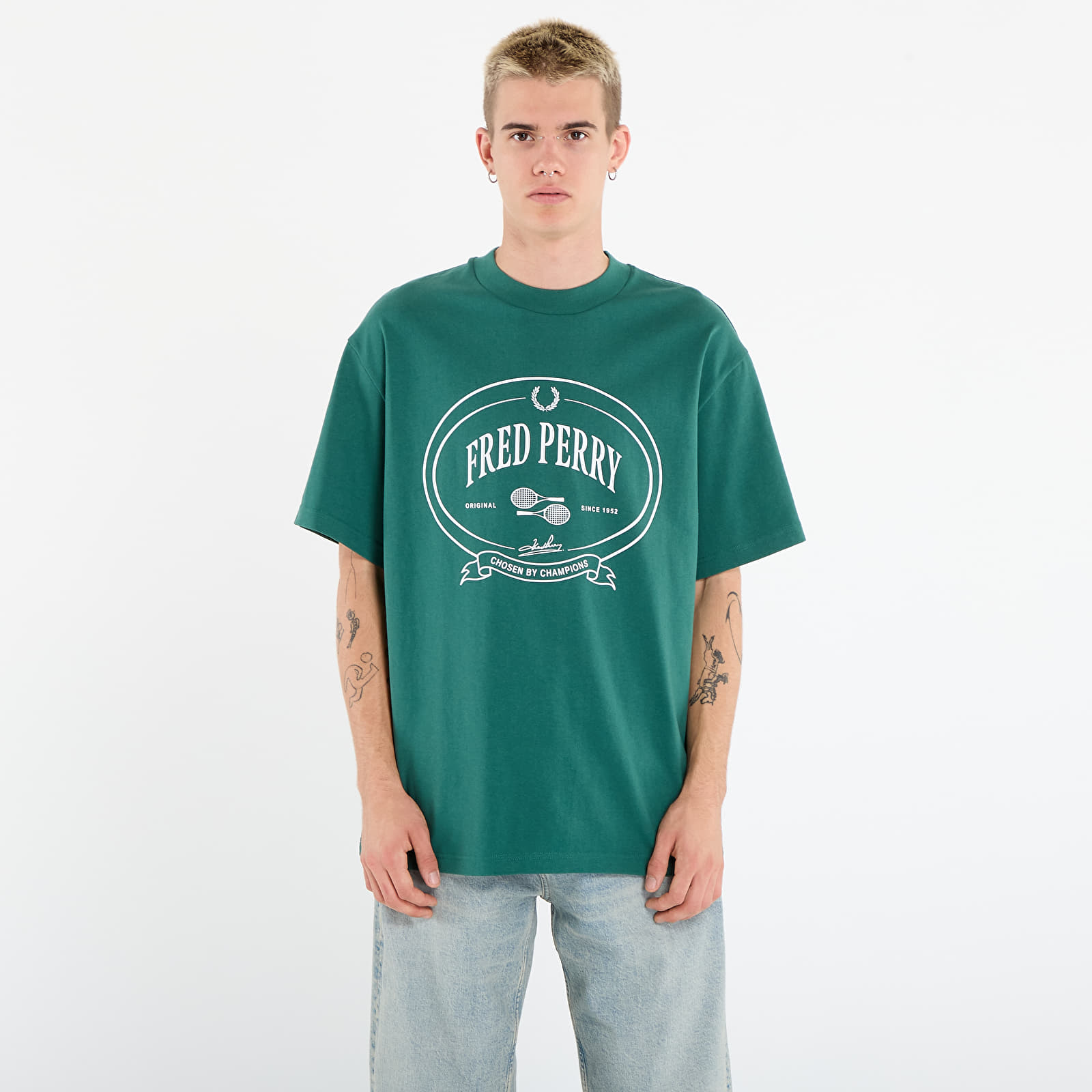 Vyriški marškinėliai FRED PERRY Chosen By Champions T-Shirt Sport Green