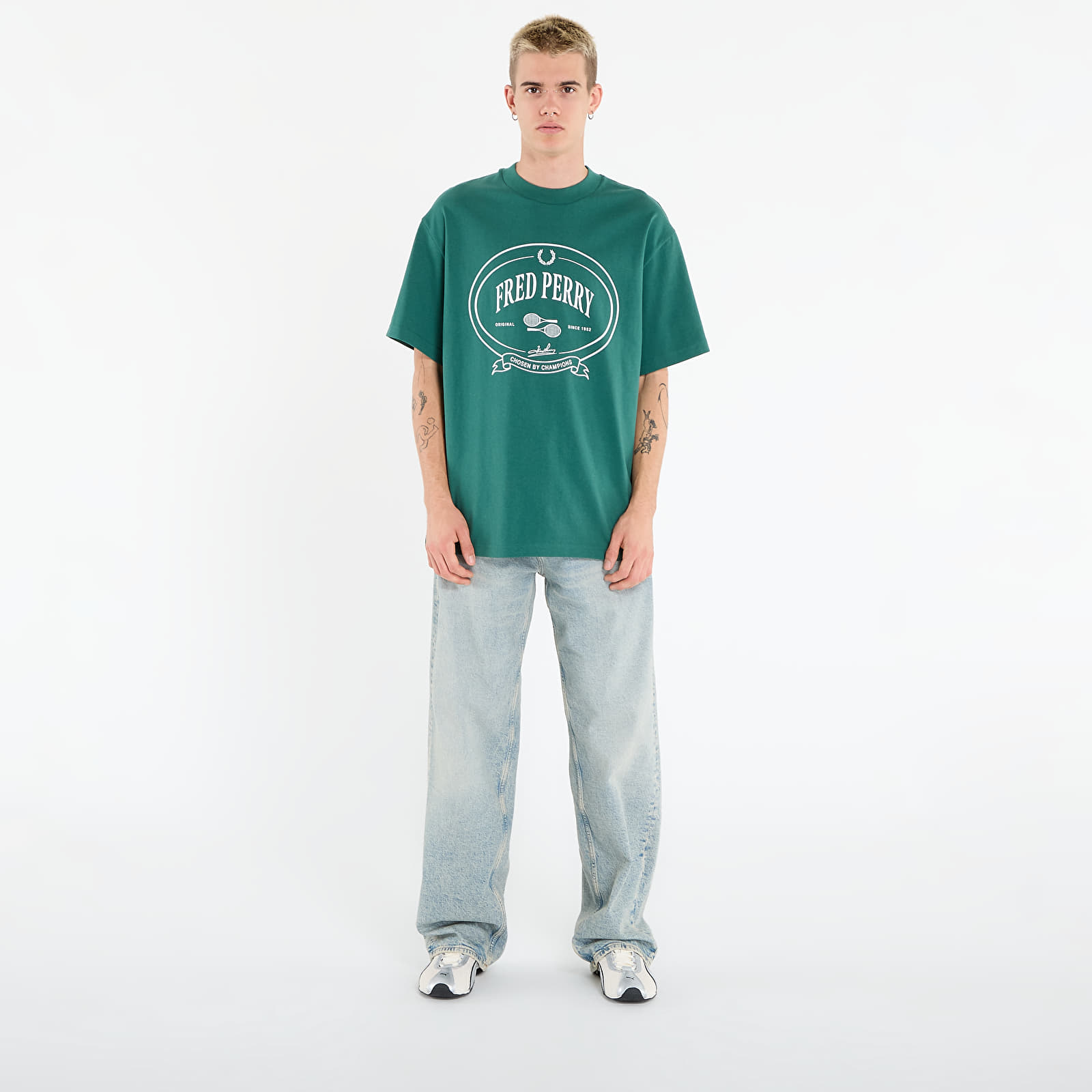Vyriški marškinėliai FRED PERRY Chosen By Champions T-Shirt Sport Green