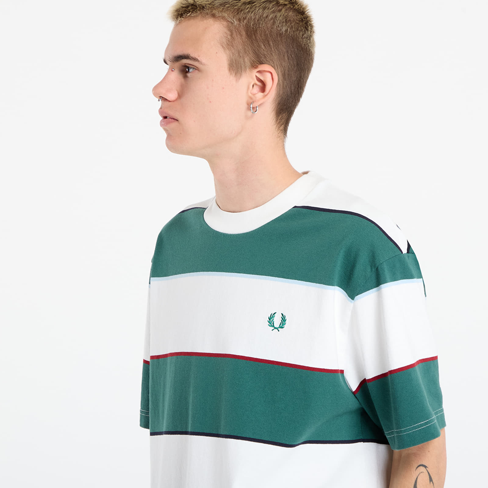 Vyriški marškinėliai FRED PERRY Striped Relaxed T-Shirt Snow White