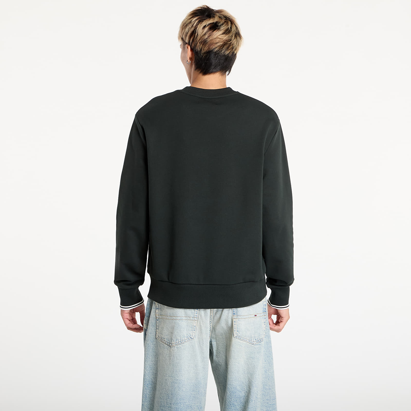 Hoodies voor heren FRED PERRY Crew Neck Sweatshirt Night Green/ Snow White