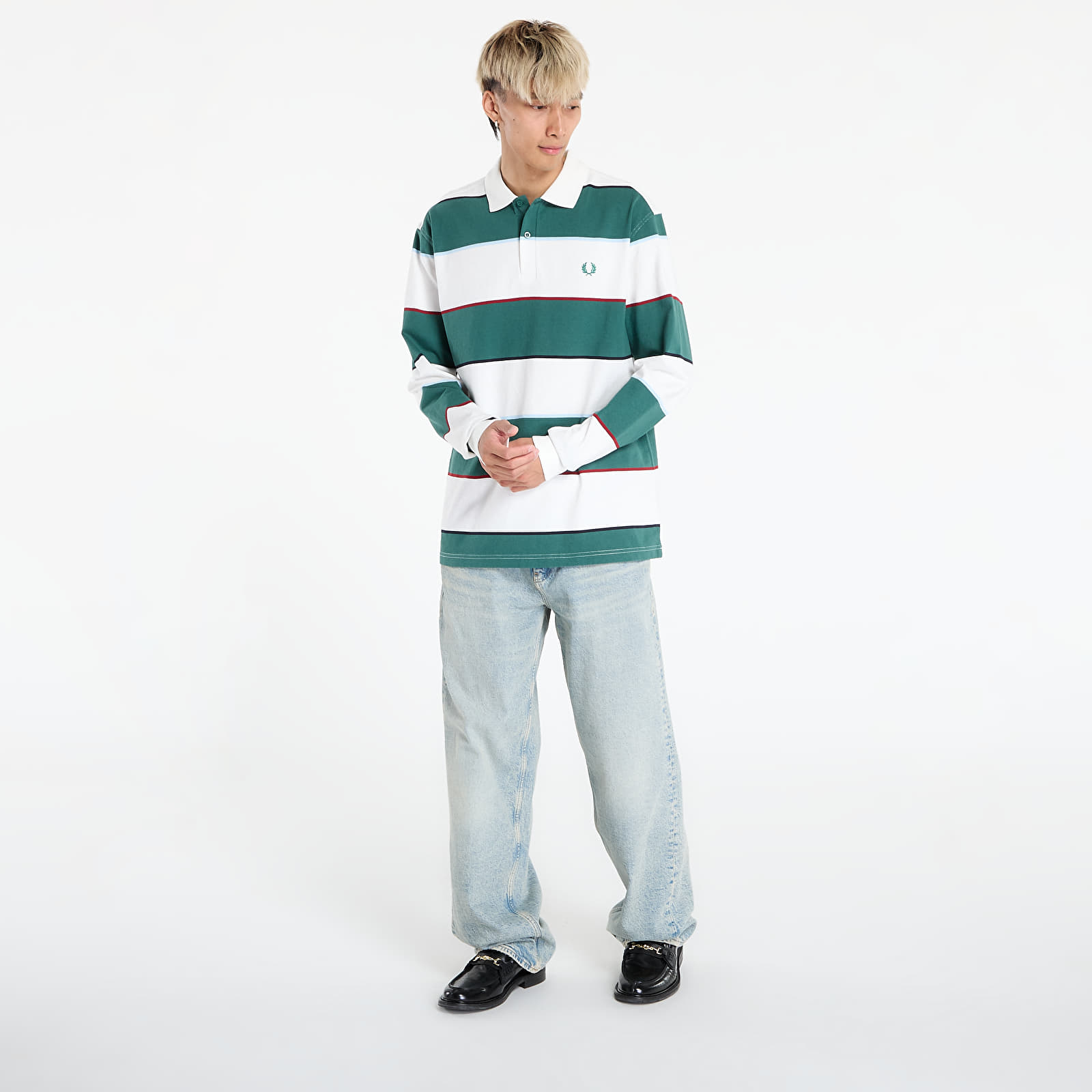 Heren T-shirts FRED PERRY Hw Jersey Striped Polo Shirt Snow White