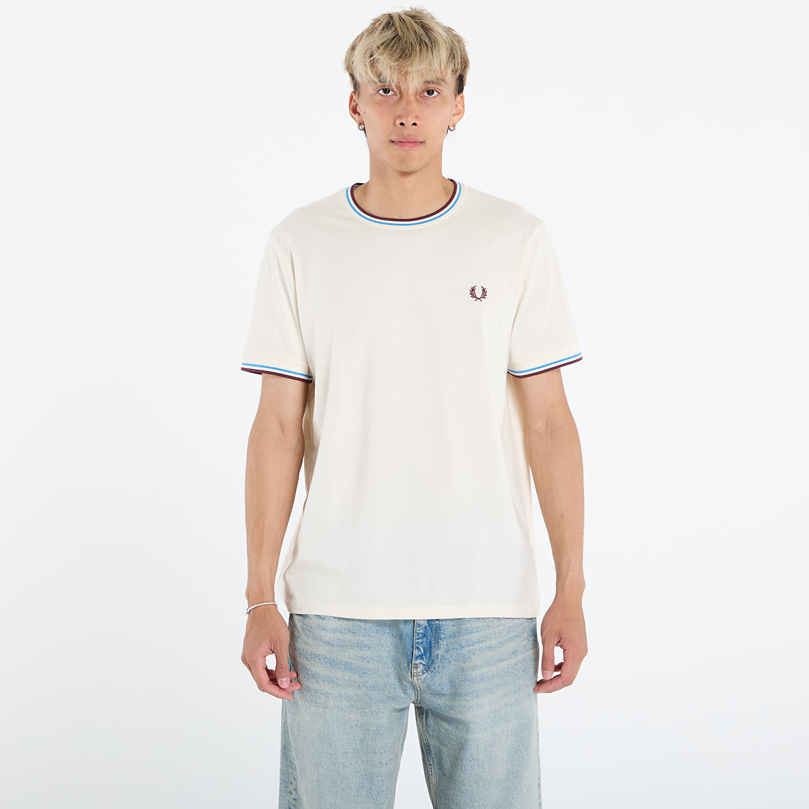 Heren T-shirts FRED PERRY Twin Tipped T-Shirt Ecr/ Crtblu/ Oxblo