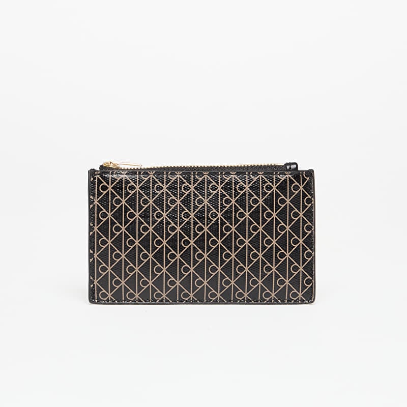 Portofel Calvin Klein Emblem Aop Top Zip Cardholder Black