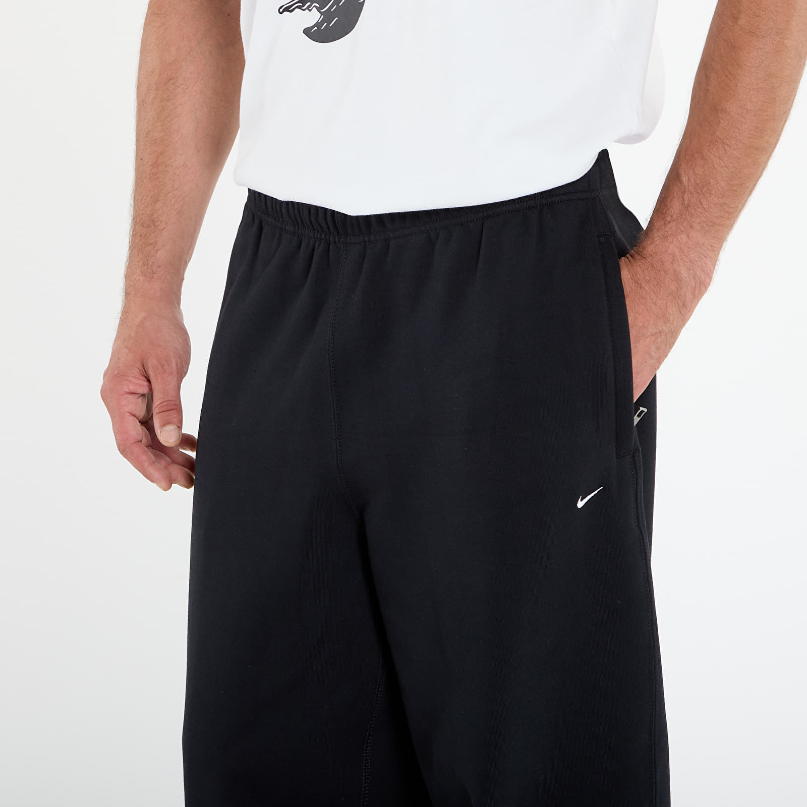 Sweatpants Nike Solo Swoosh Men's Cuffed Fleece Pants Black/ Black/ White