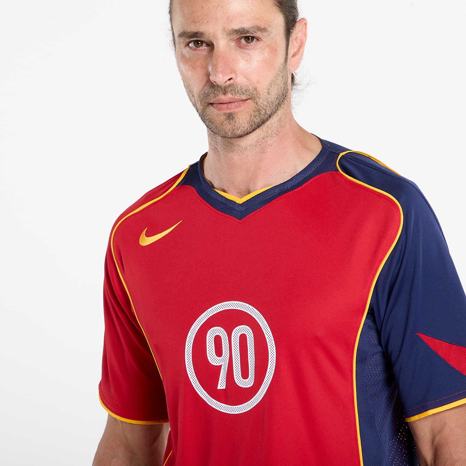 Чоловічі трикотажні вироби Nike Total 90 Men's Dri-FIT Soccer Jersey Gym Red/ Midnight Navy/ University Gold