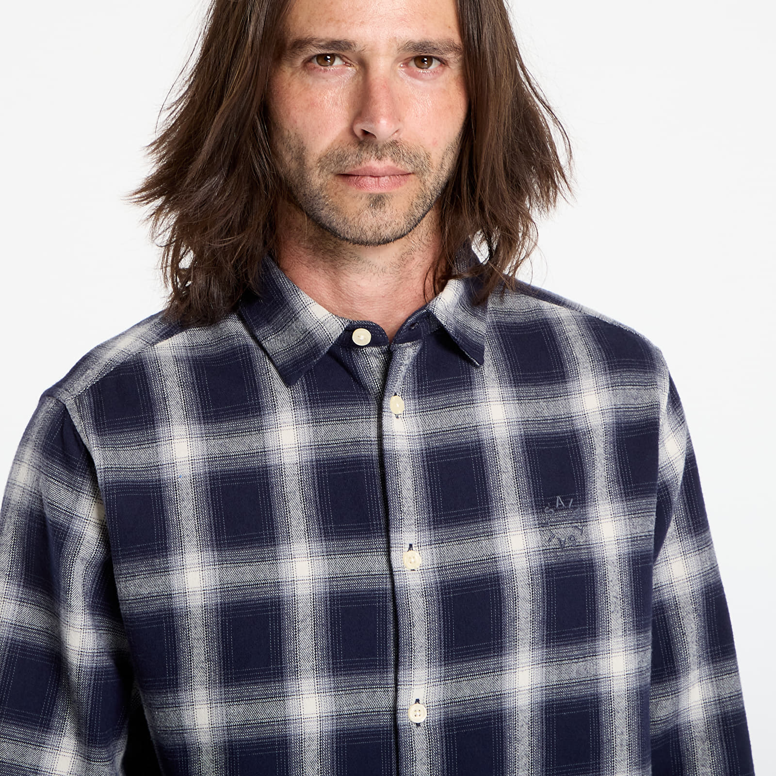 Overhemden voor heren AllSaints Haven Check Ls Shirt Azzurra Blue