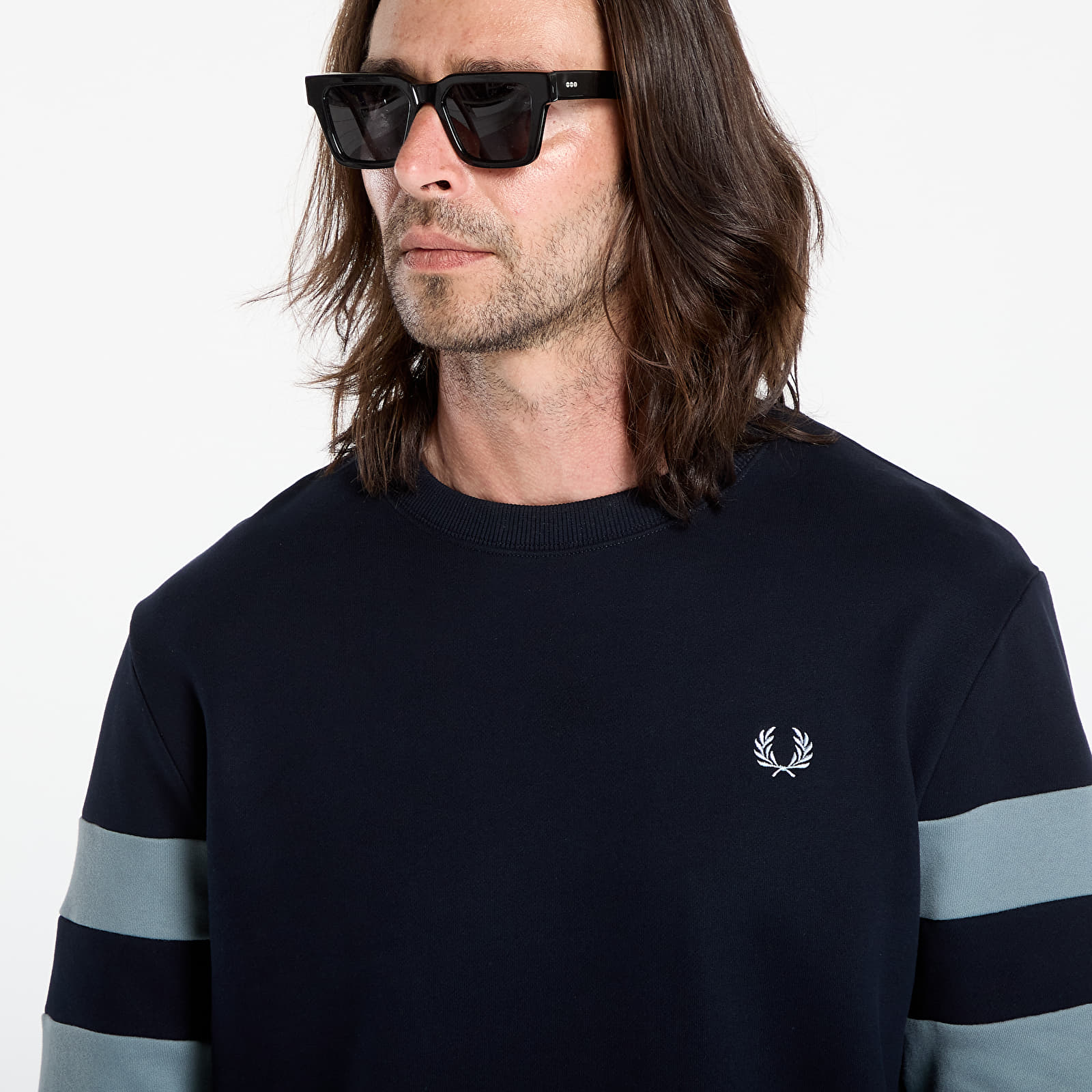 Sweatshirts til mænd FRED PERRY Peached Tipped Sleeve Sweatshirt Navy