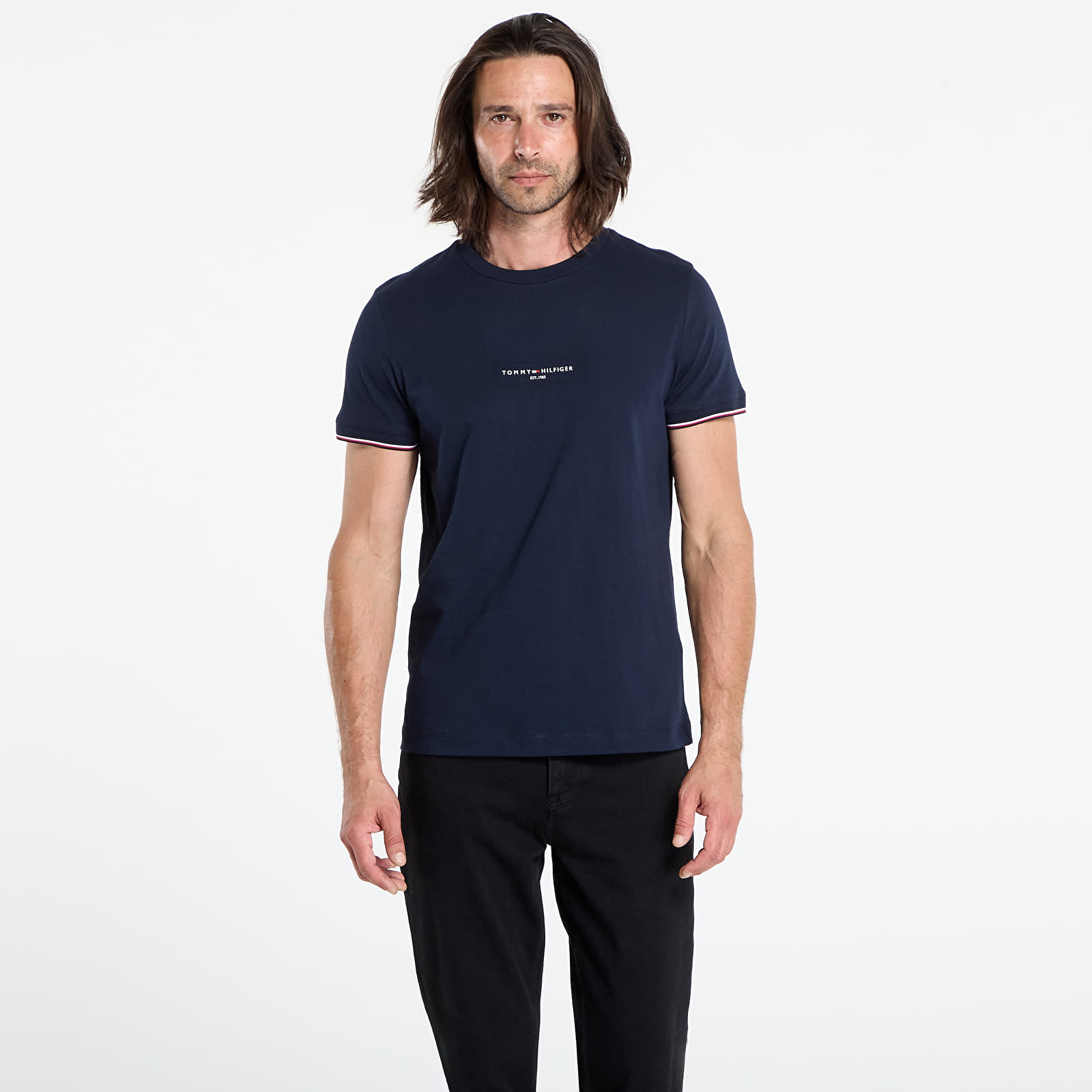 T-shirts Tommy Hilfiger Tommy Logo Tipped Tee Blue
