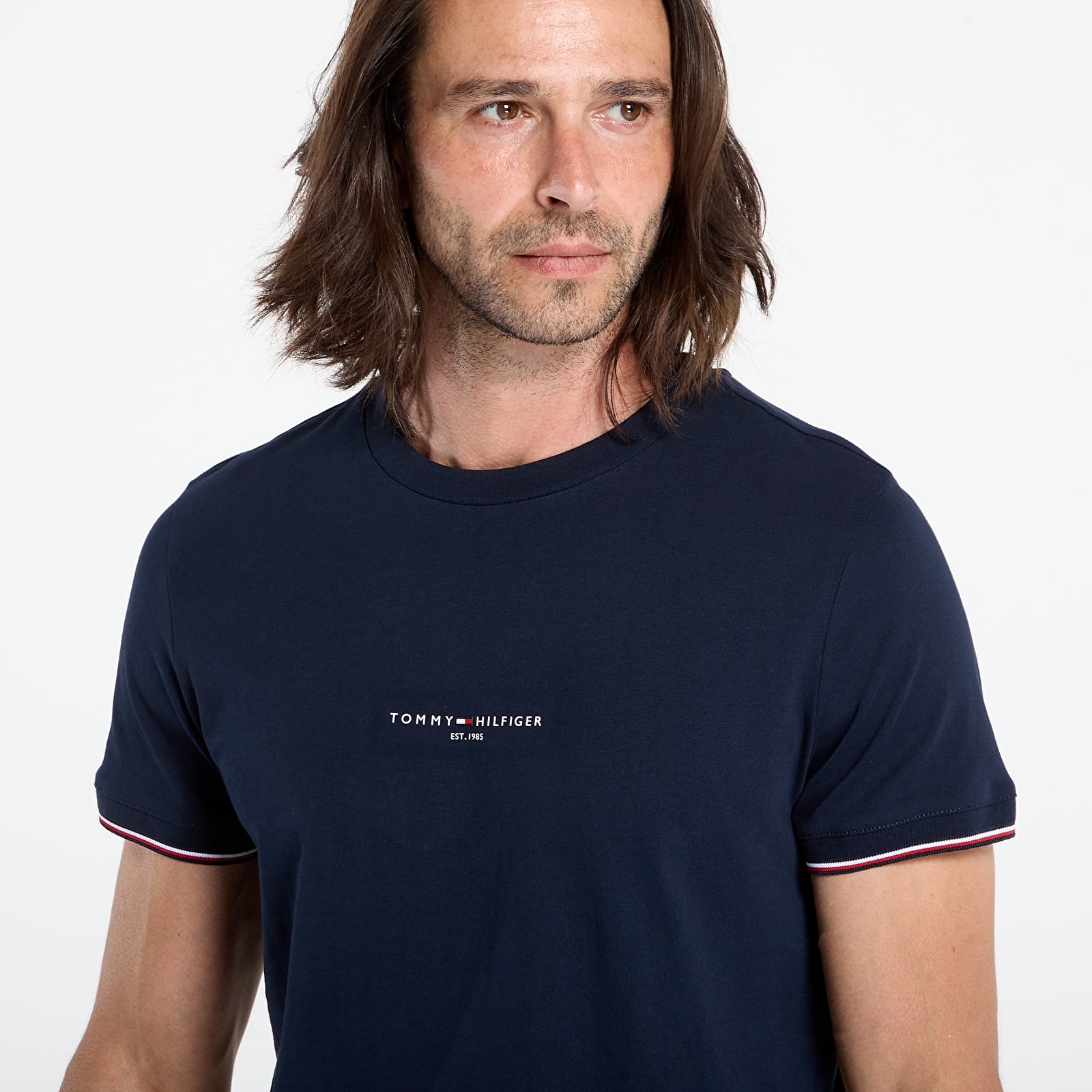 T-shirts Tommy Hilfiger Tommy Logo Tipped Tee Blue