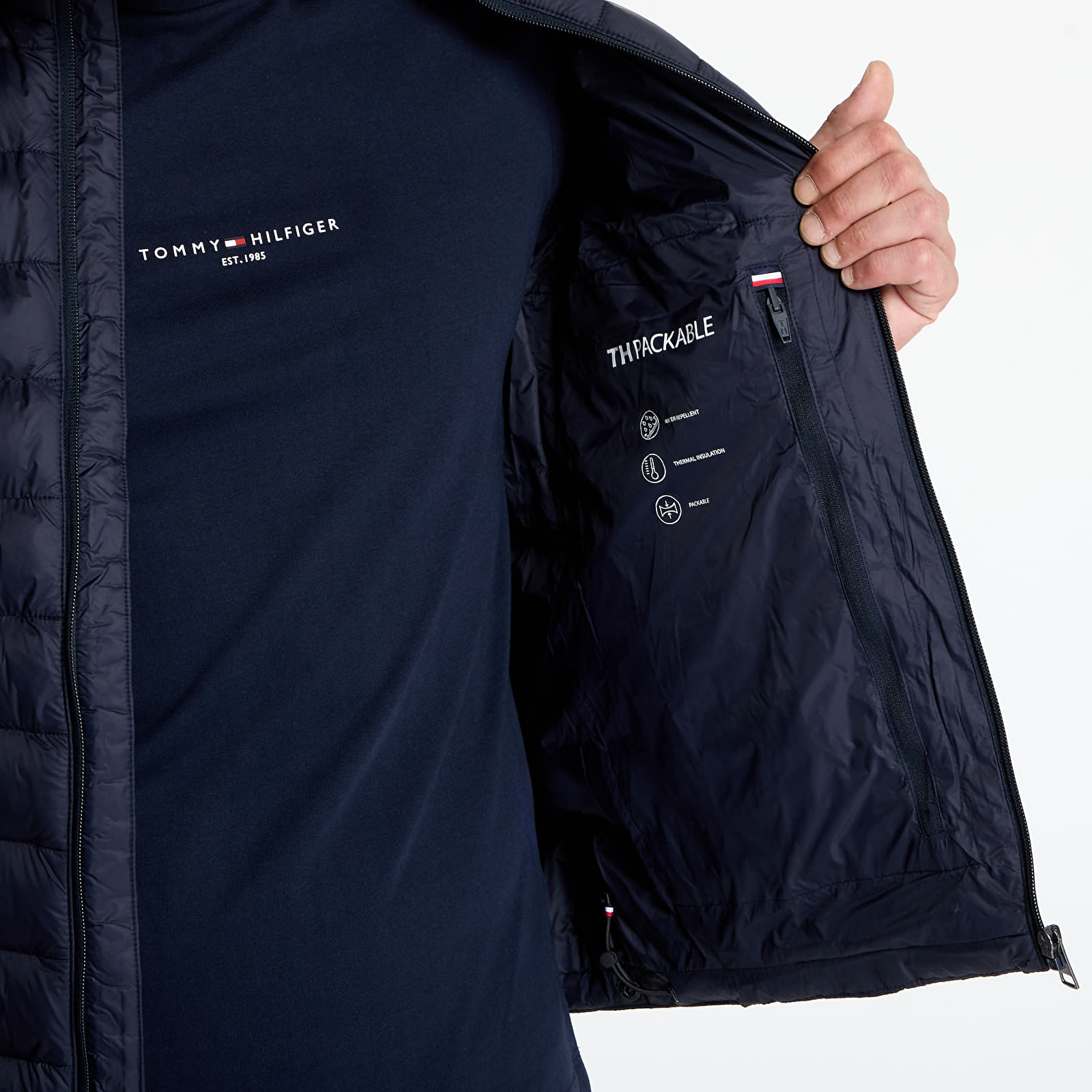 Pánské bundy Tommy Hilfiger Core Packable Jacket Blue