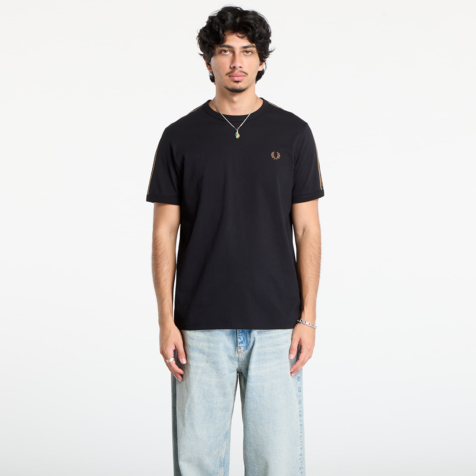 Men's T-shirts FRED PERRY Contrast Tape Ringer T-Shirt Black/ Shadedston