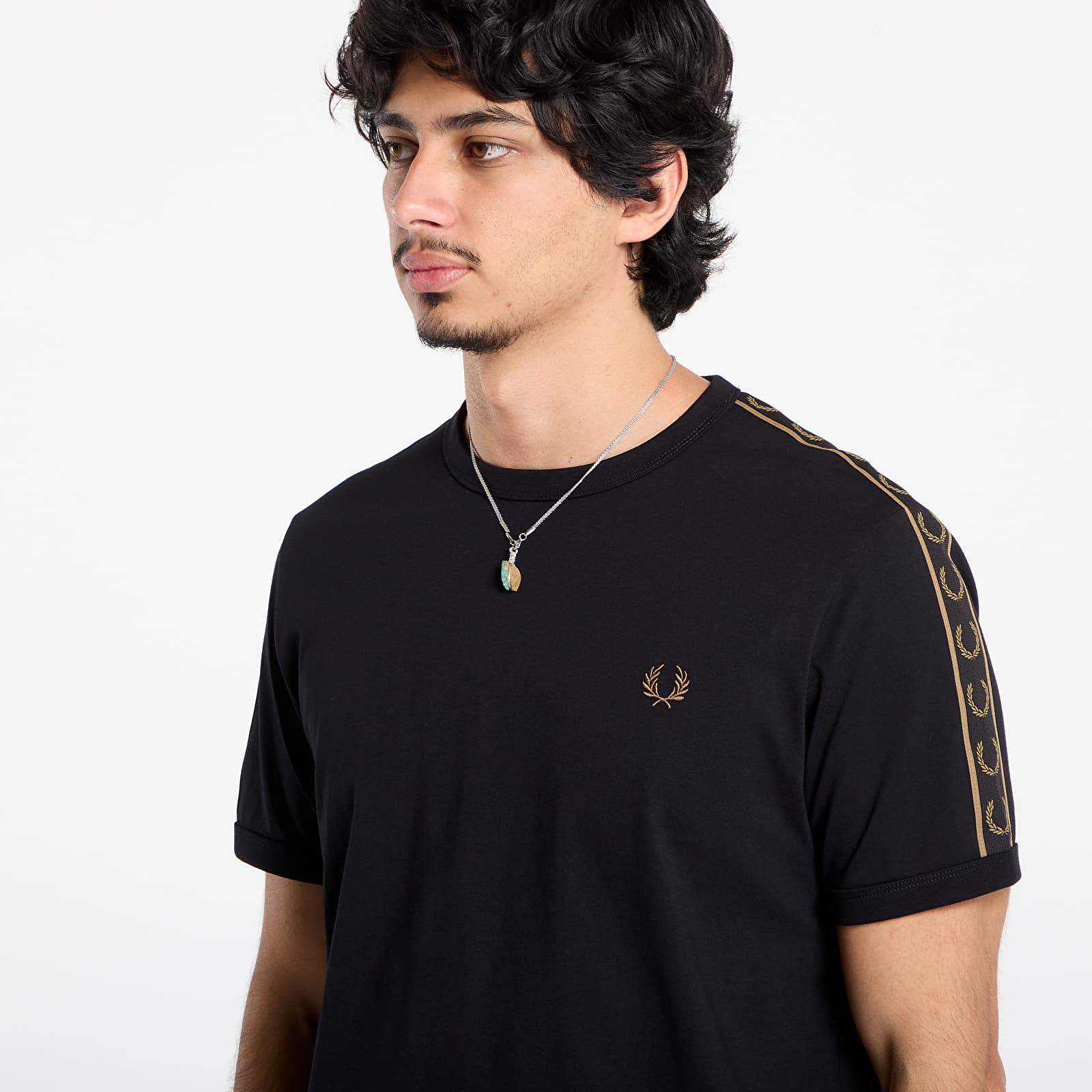 Men's T-shirts FRED PERRY Contrast Tape Ringer T-Shirt Black/ Shadedston
