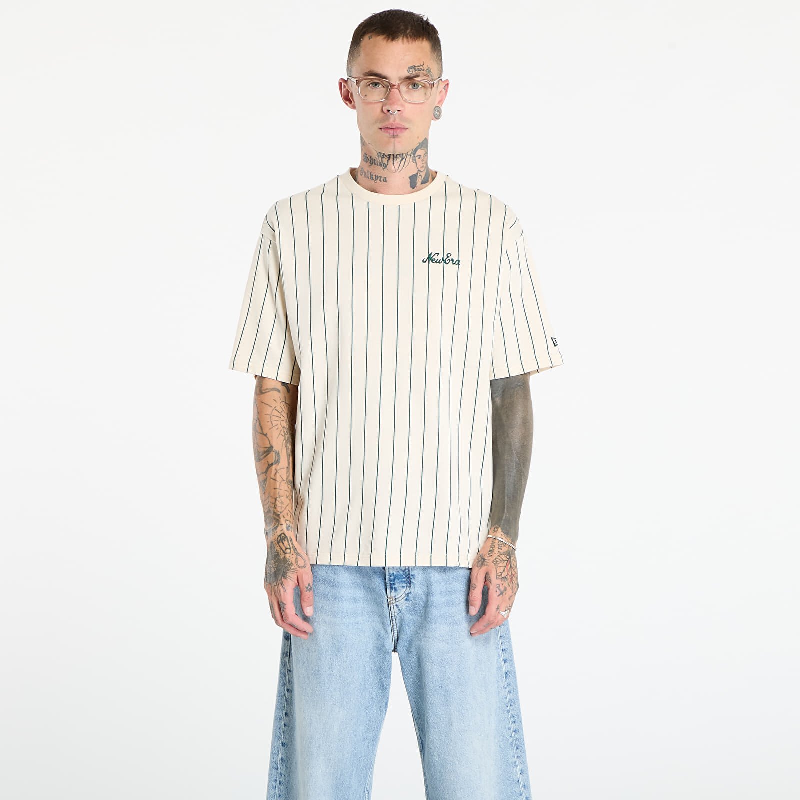 Heren T-shirts New Era Pinstripe T-Shirt Light Cream