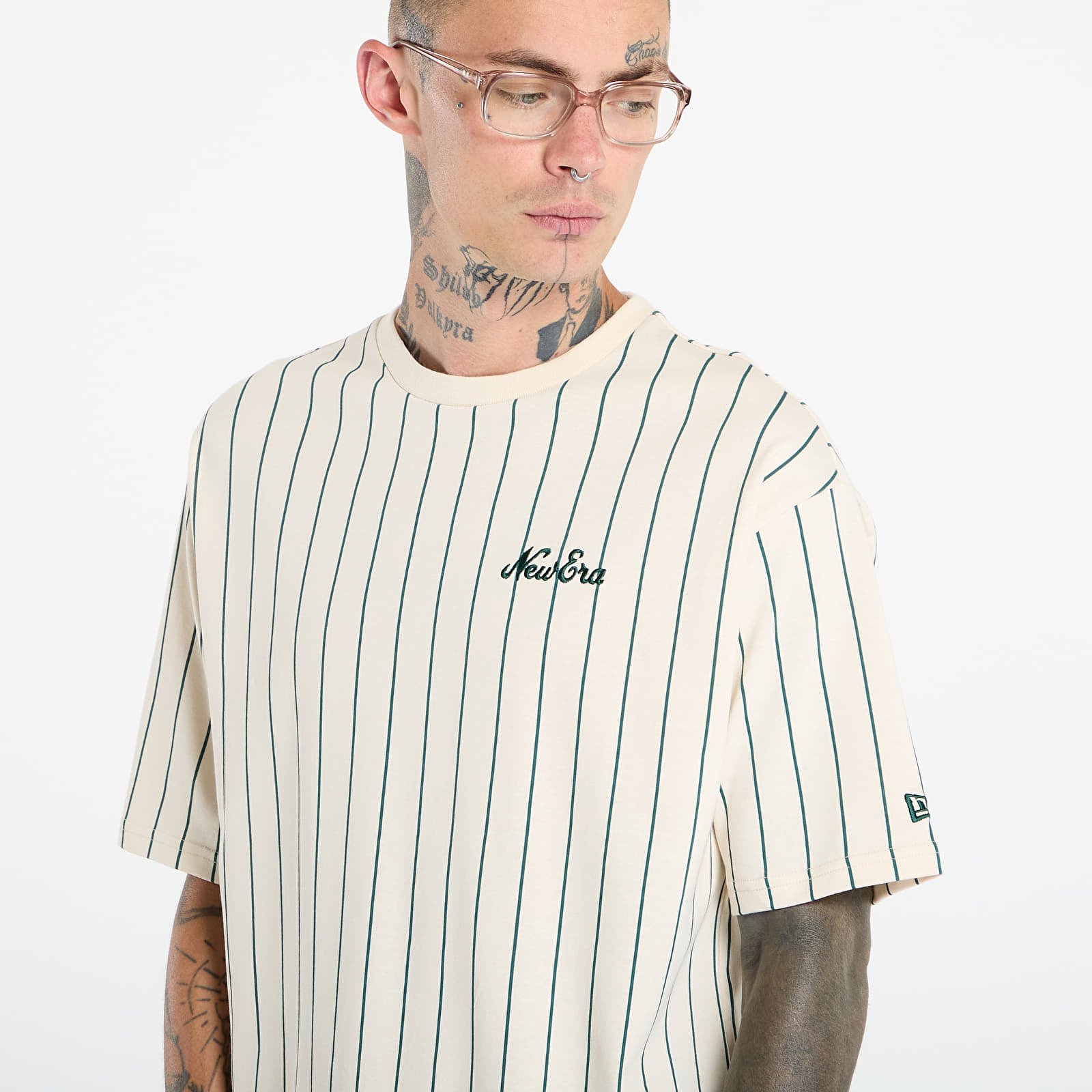 Heren T-shirts New Era Pinstripe T-Shirt Light Cream