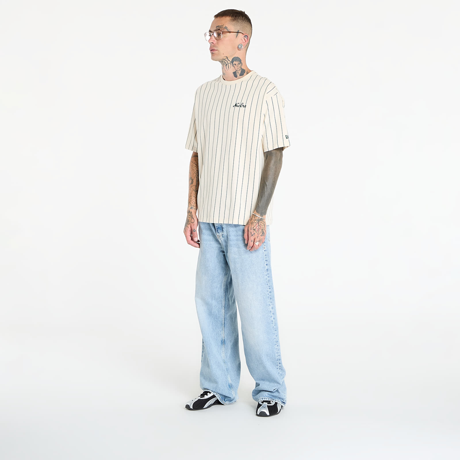 Heren T-shirts New Era Pinstripe T-Shirt Light Cream