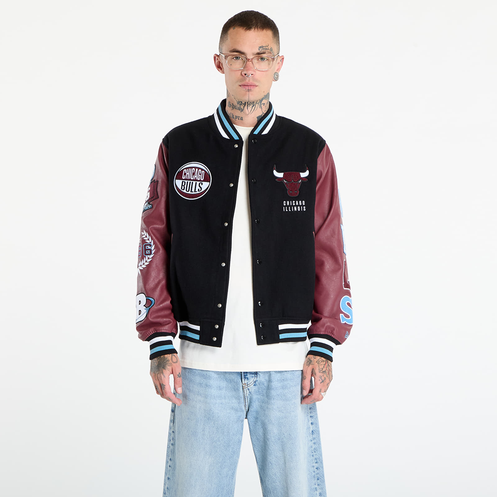 Jakker til mænd New Era NBA Patch Varsity Chicago Bulls Black