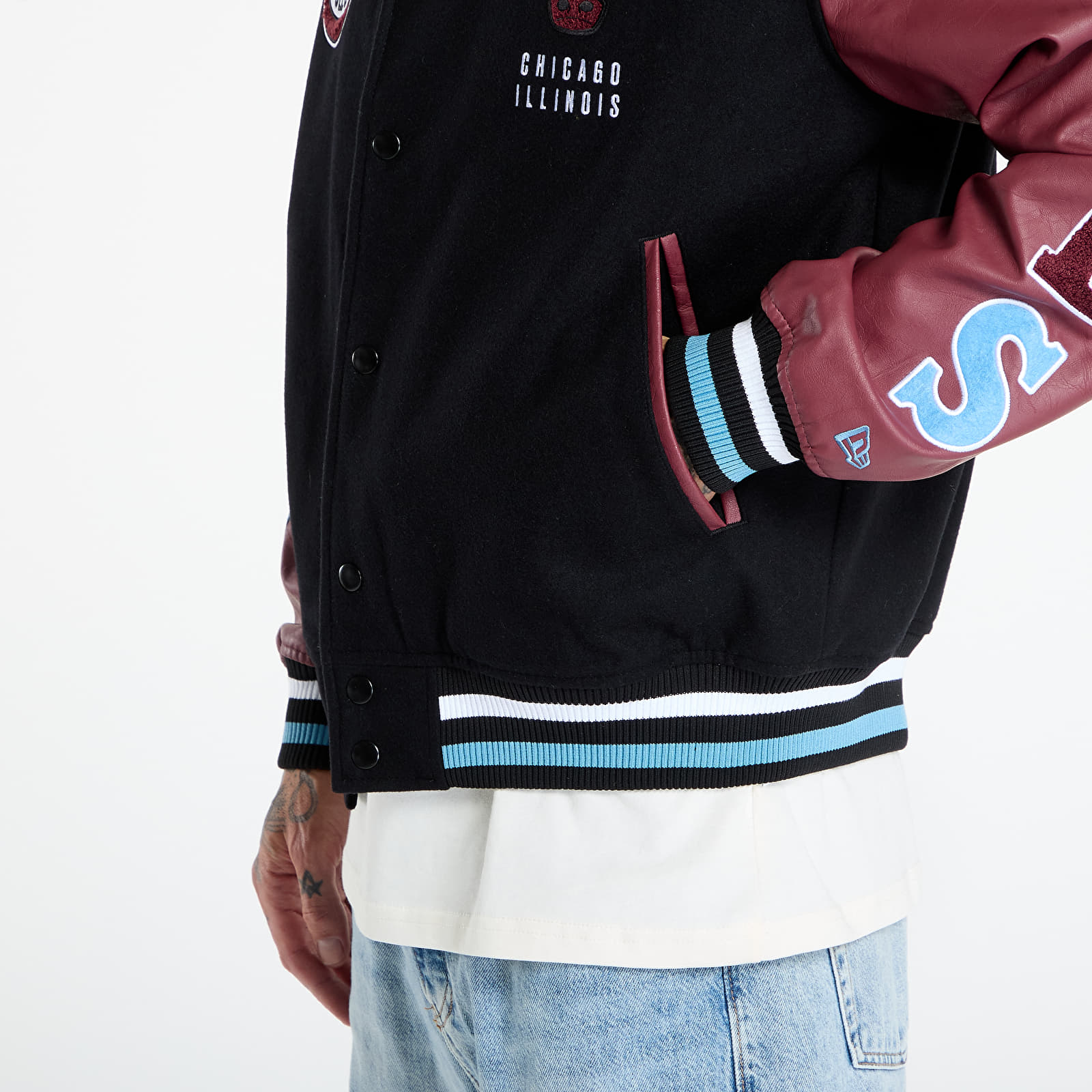 Jakker til mænd New Era NBA Patch Varsity Chicago Bulls Black