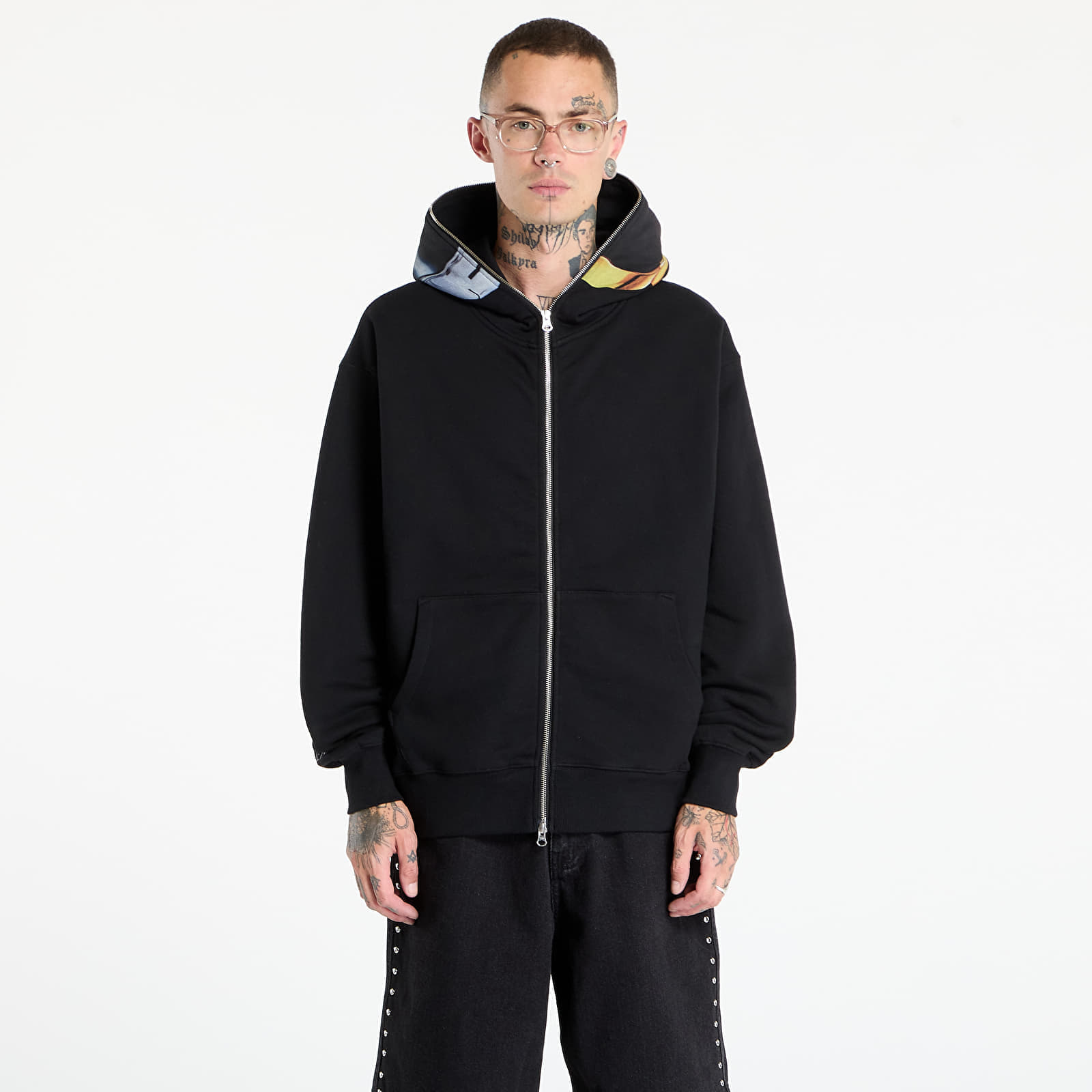 Sweatshirt PLEASURES Daft Club Ram Zip Hoodie Black M