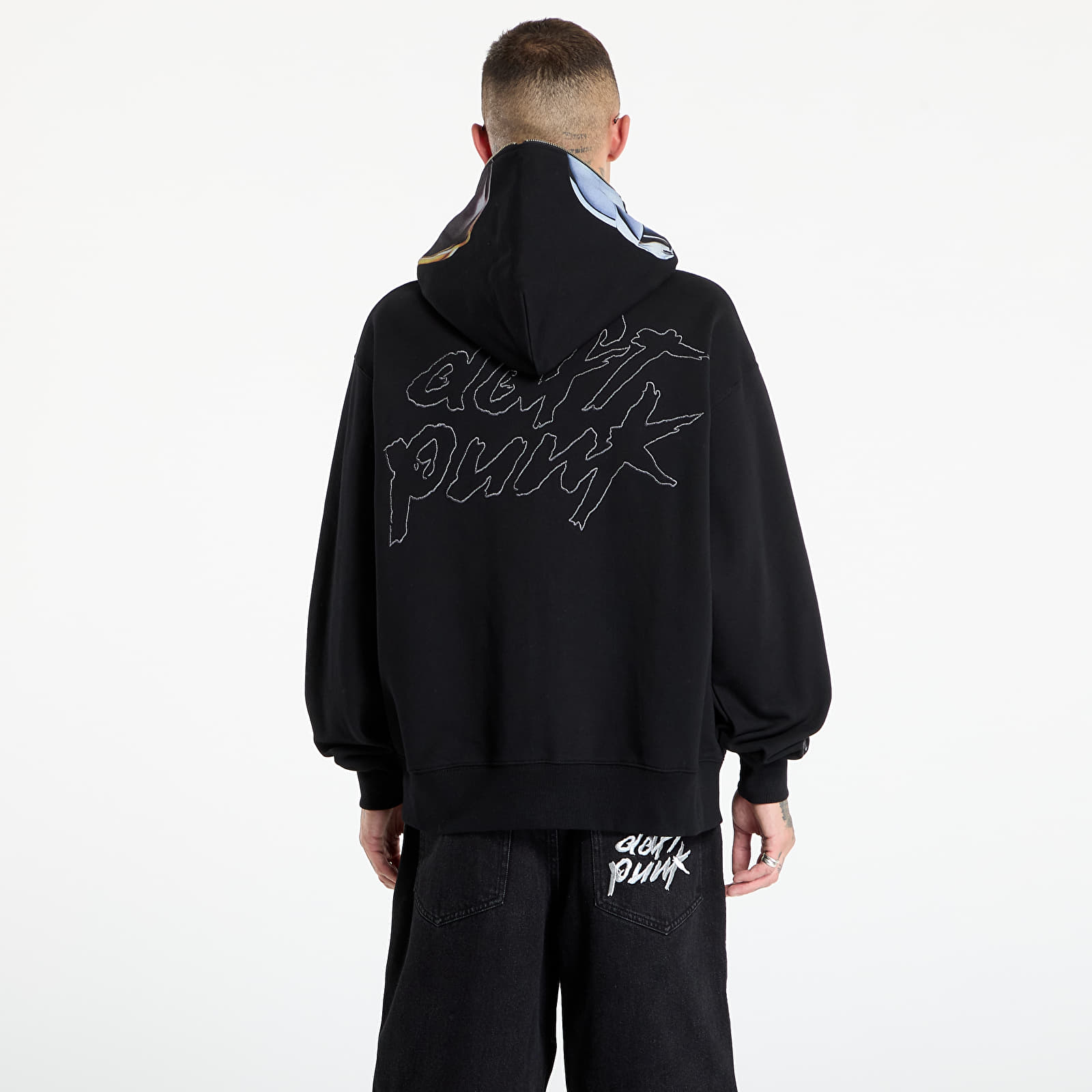 Felpe con cappuccio uomo PLEASURES Daft Club Ram Zip Hoodie Black
